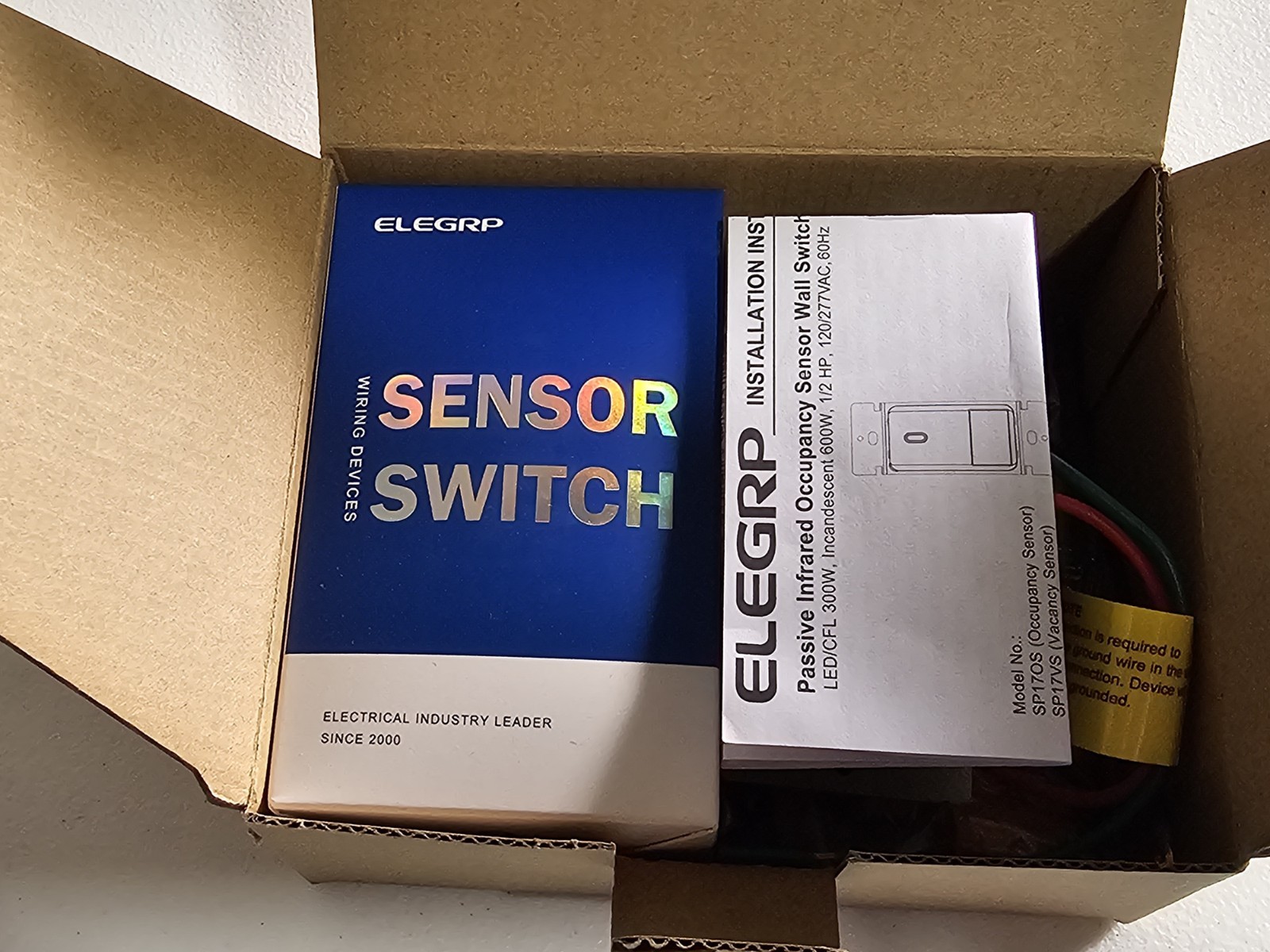 ELEGRP Occupancy Sensor Light Wall Switch Motion Activated