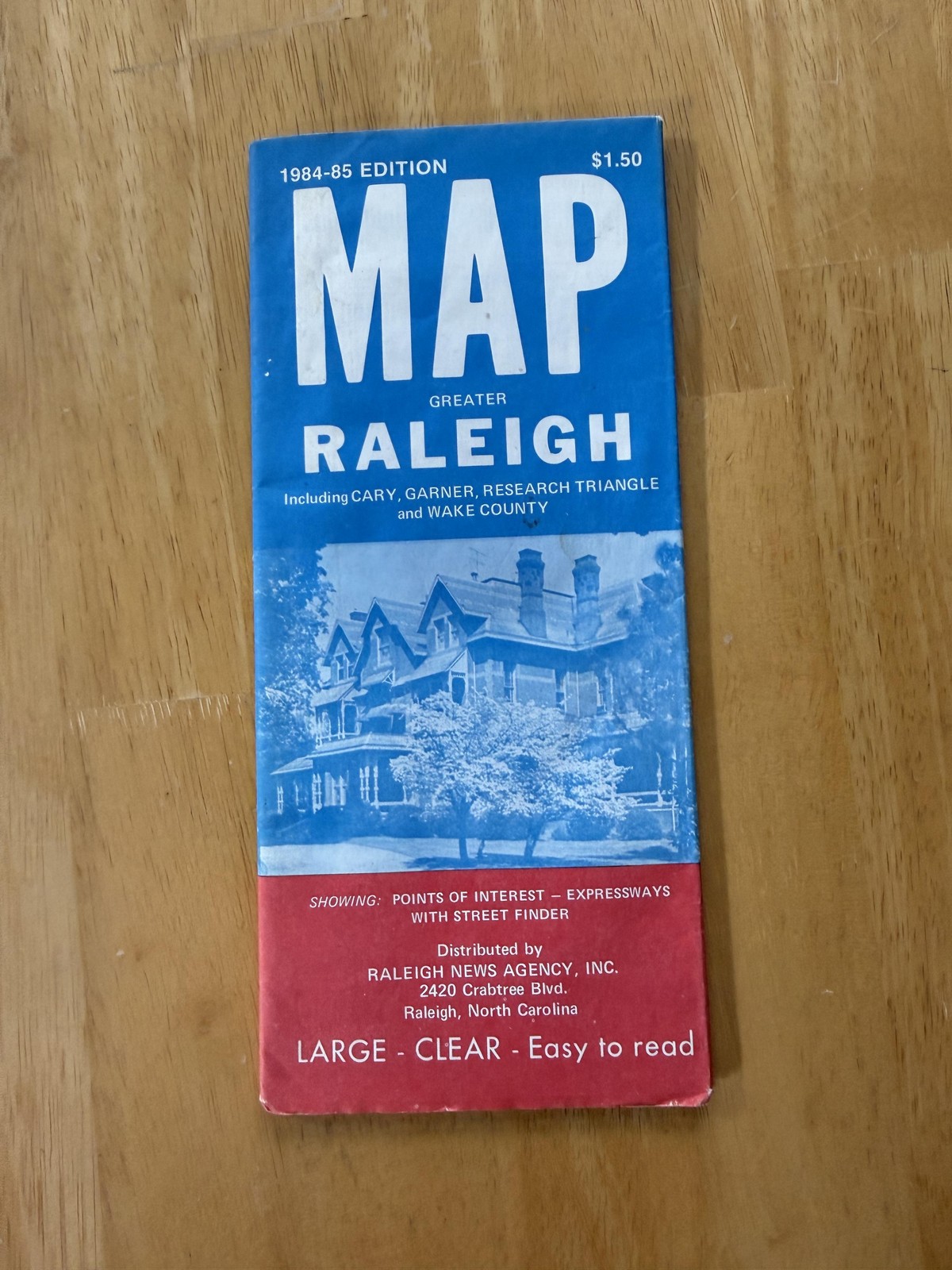 Vintage 1984-85 Champion Map Raleigh North Carolina City Map Folded Brochure USA