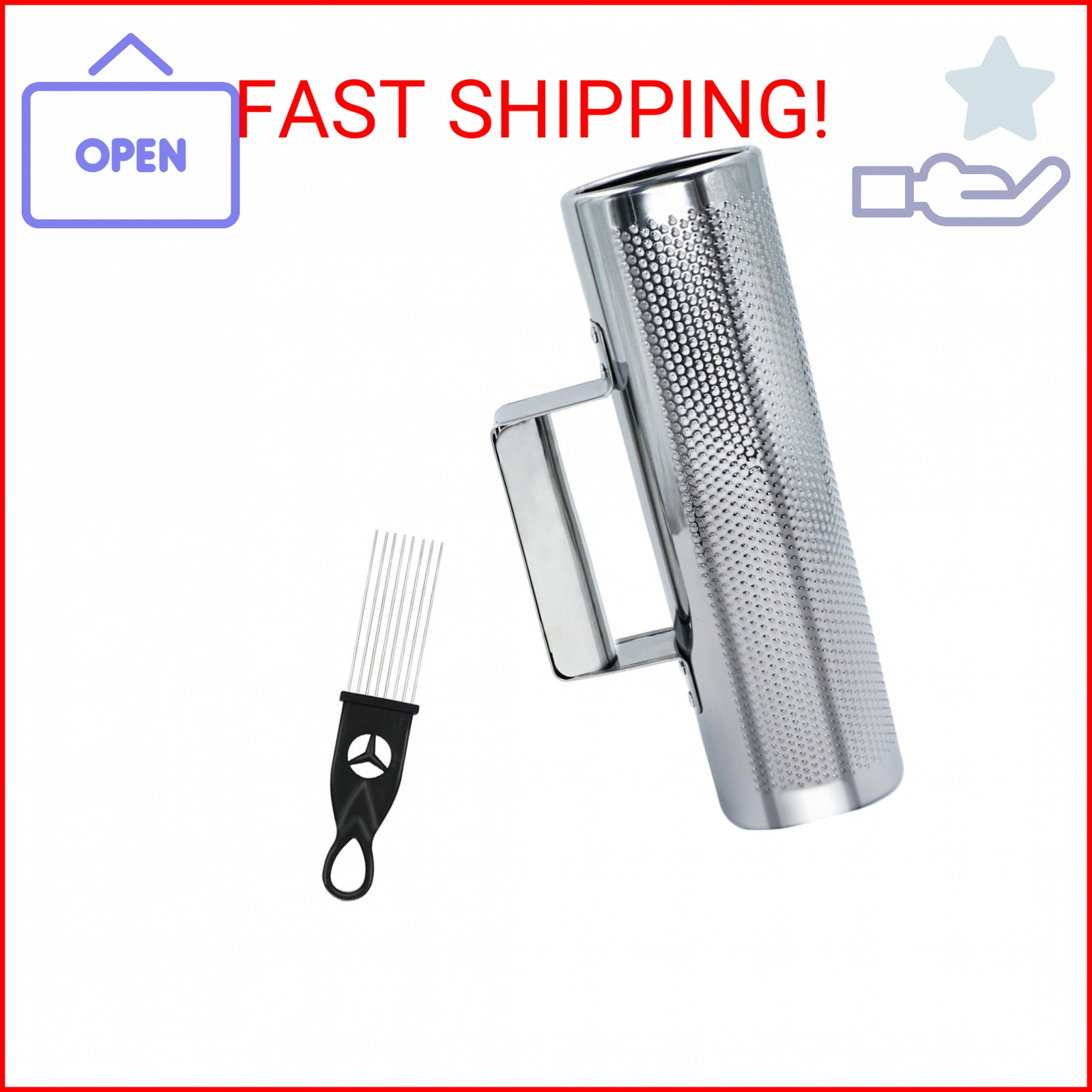 BIGBILLION Guiro Instrument 8" 3" Latin Percussion Stainless Steel Guiro Shaker