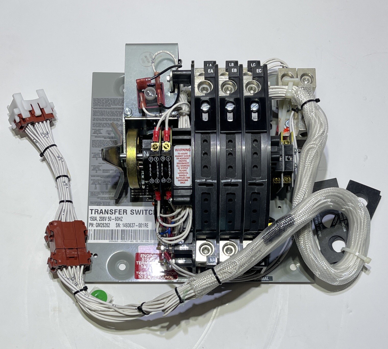 Kohler GM26262 Contactor 150A 208V 3 Pole 50-60HZ Transfer Switch 1493637-001 RE