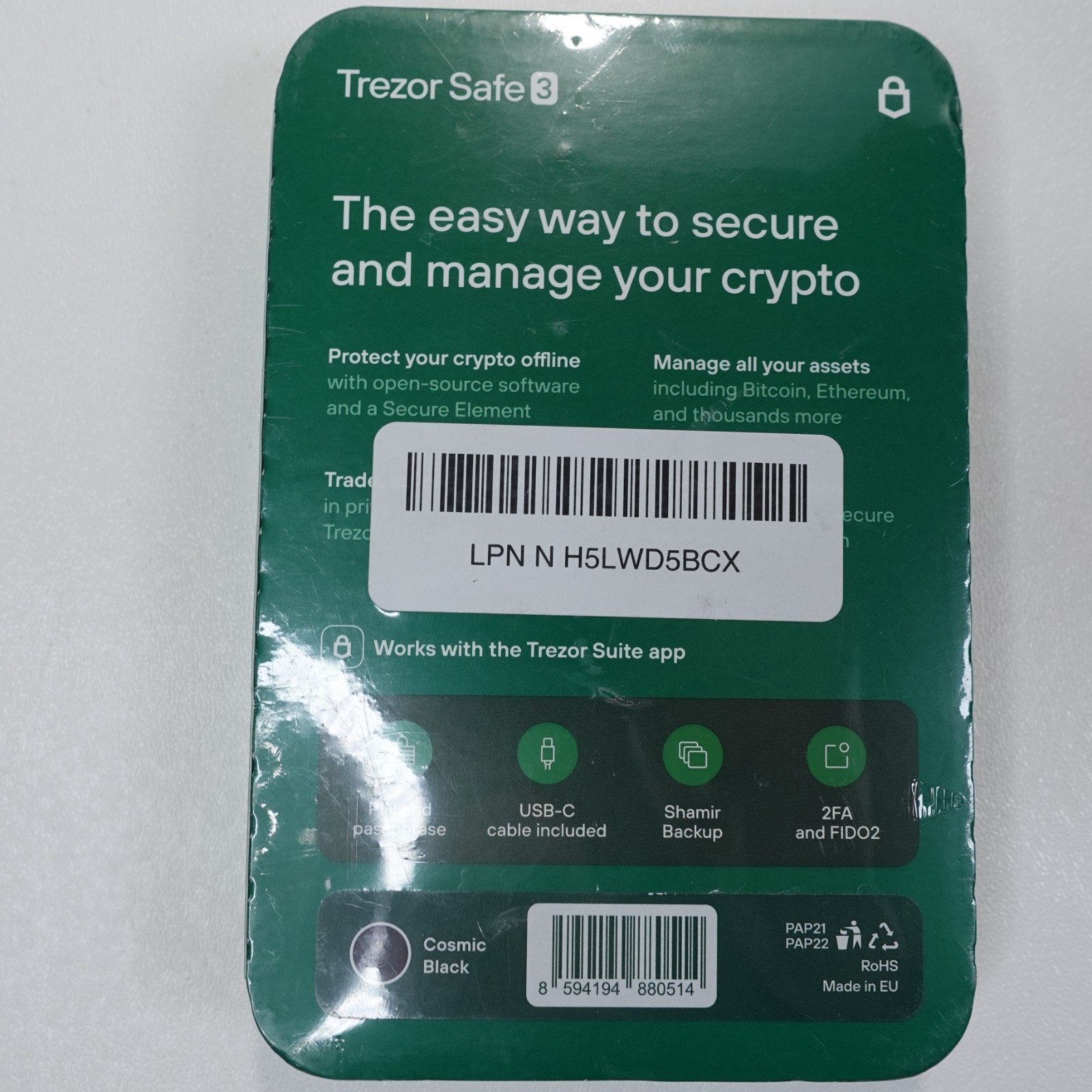 Trezor Safe 3 - Passphrase & Secure Element Protected Crypto Hardware Wallet