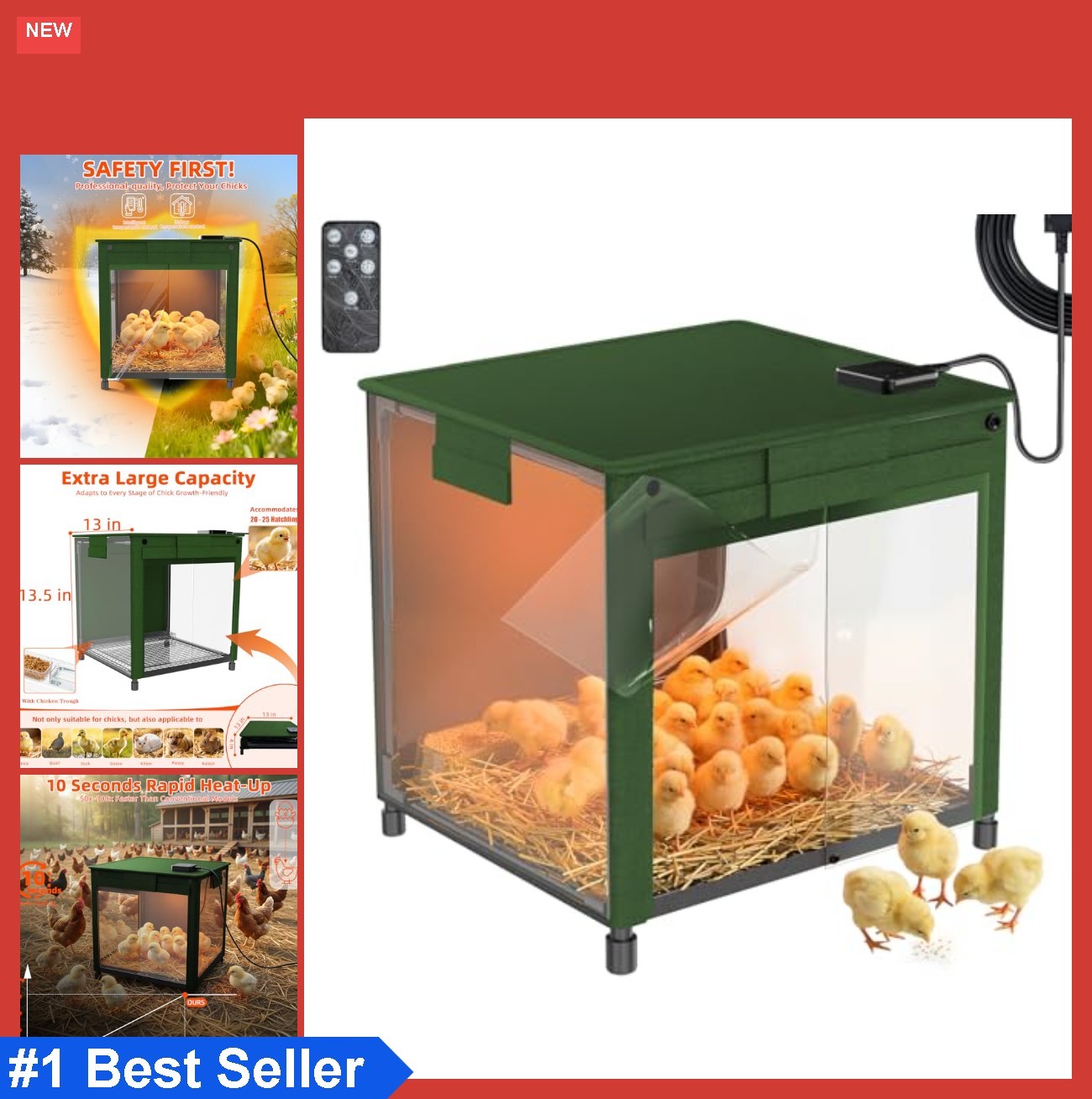 Brooder Box for Chicks, 200W Chick Brooder Constant Radiant Chicken Coop Heater