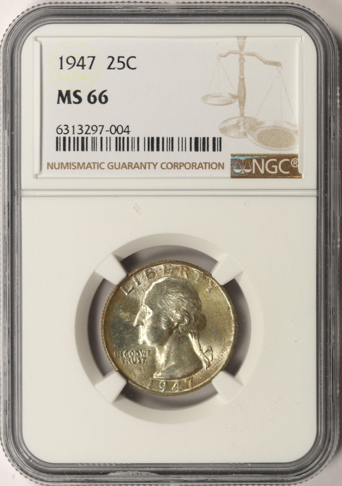 1947 Washington Silver Quarter 25c NGC MS66