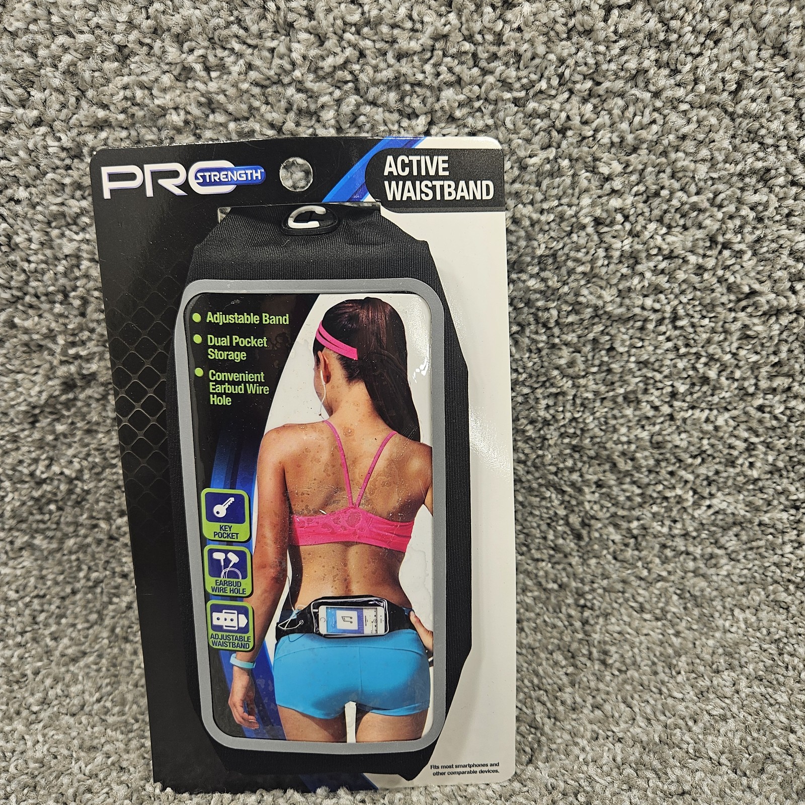 Pro Strength Adjustable Running Belt Dual Pocket Waistband Phone Holder Fitness