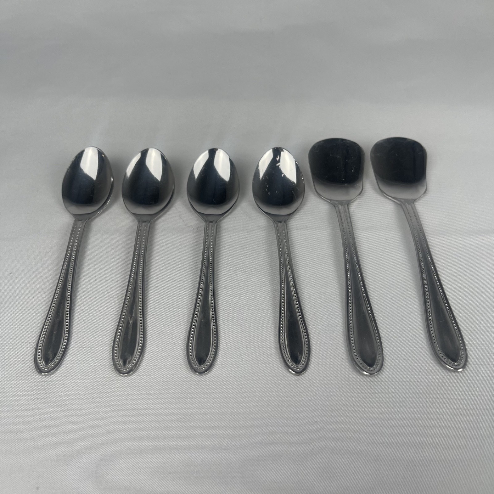 Stainless Steel Japan Spoons Small Short Dessert Beaded Handle 6 pieces