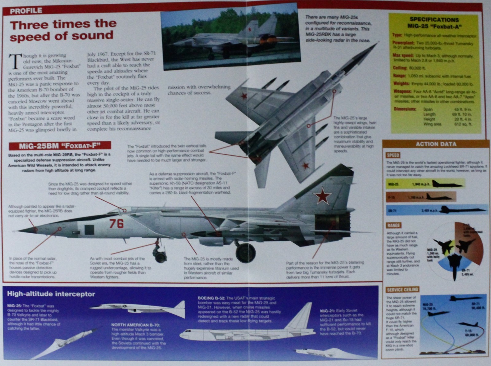 MiG-25 MiG 25 Foxbat Aircraft Picture Brochure Pamphlet Out of Print Sheet