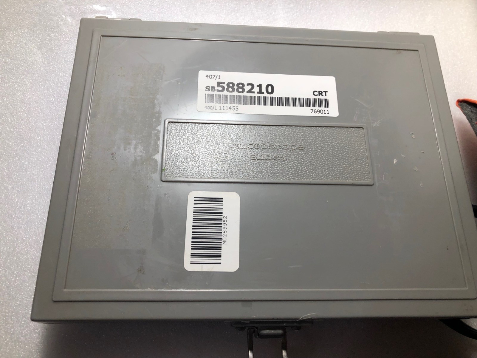 USED Gray MICROSCOPE SLIDE BOX CASE STORAGE HOLDS 100 SLIDES(U15