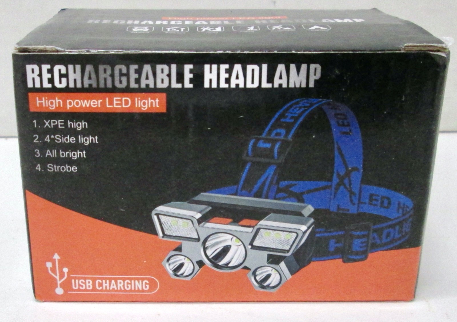 New 5 Leds Super Bright LED Headlights, USB Rechargeable Portable 4 Modes