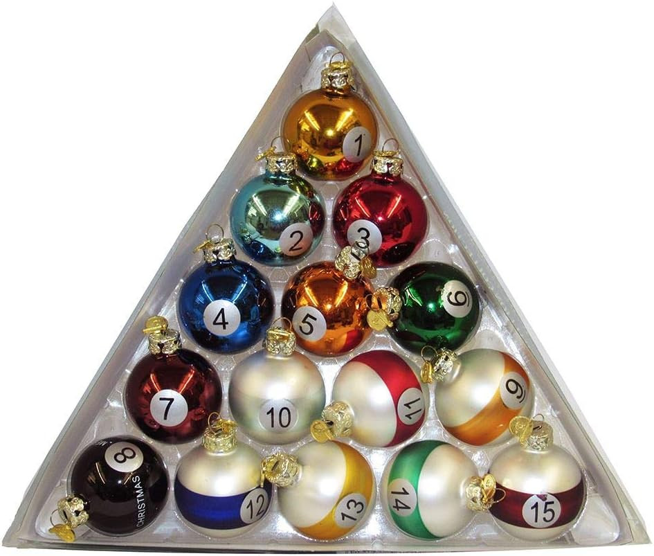 Kurt Adler 40Mm Medallion Collection 15 Piece Glass Pool Balls