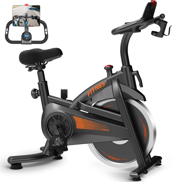CURSOR FITNESS Recumbent Exercise Bike, Quiet Stationary Bike - Black/Orange