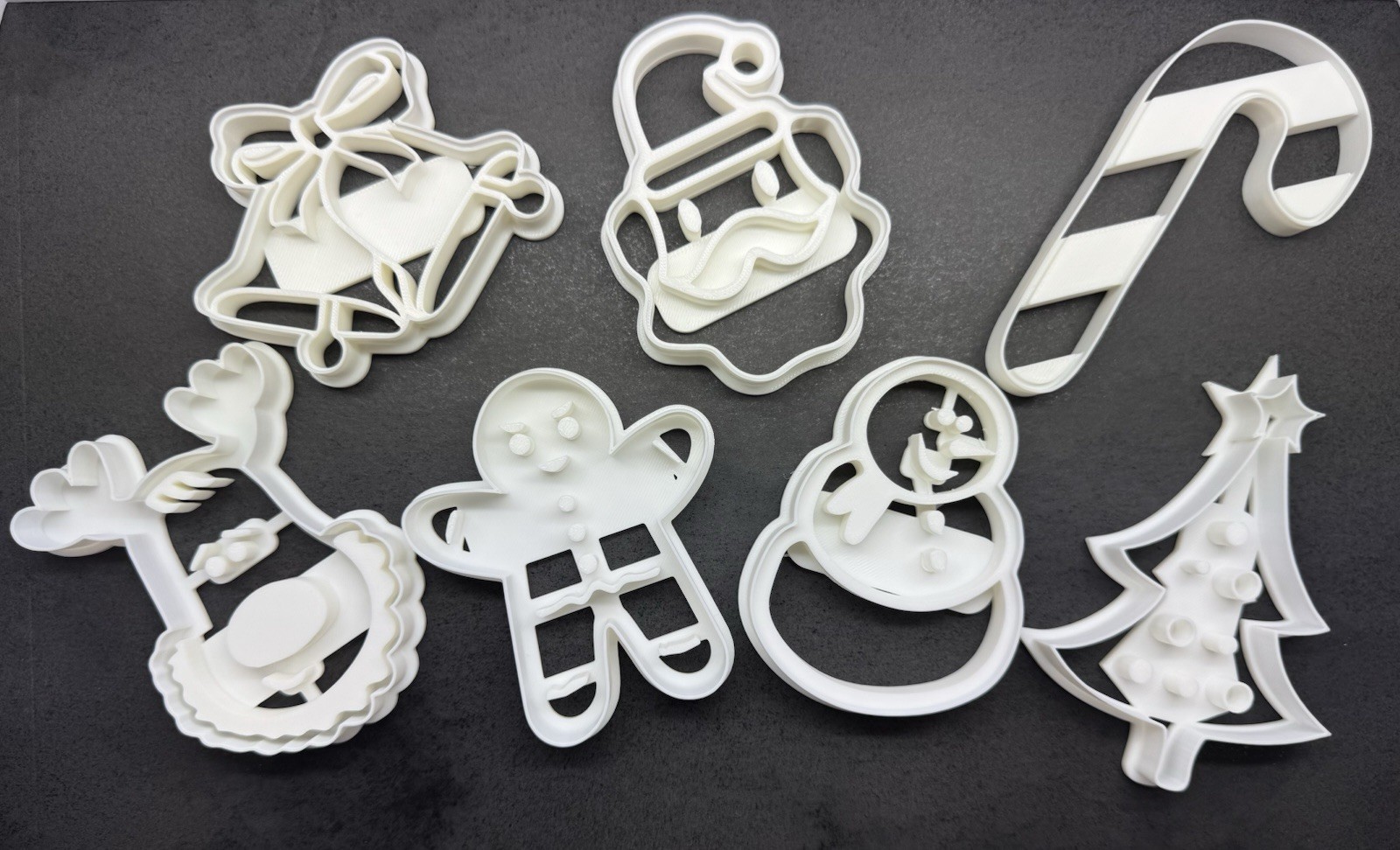 Set of 7 Christmas Cookie Cutters – 3D Printed Holiday Baking Set