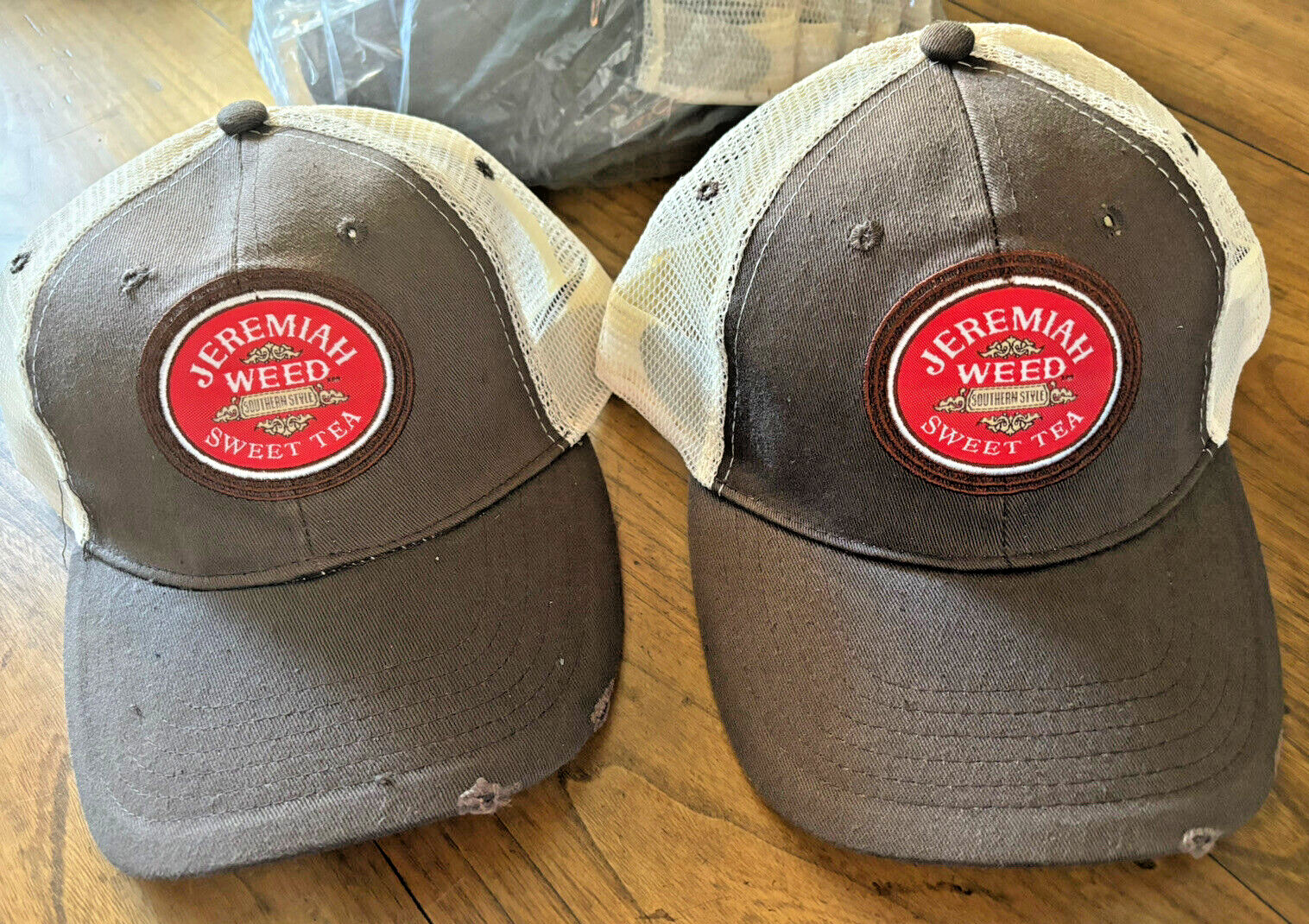 Jeremiah Weed Southern Style Sweet Tea Embroidered Brown Trucker Hats O/S NEW