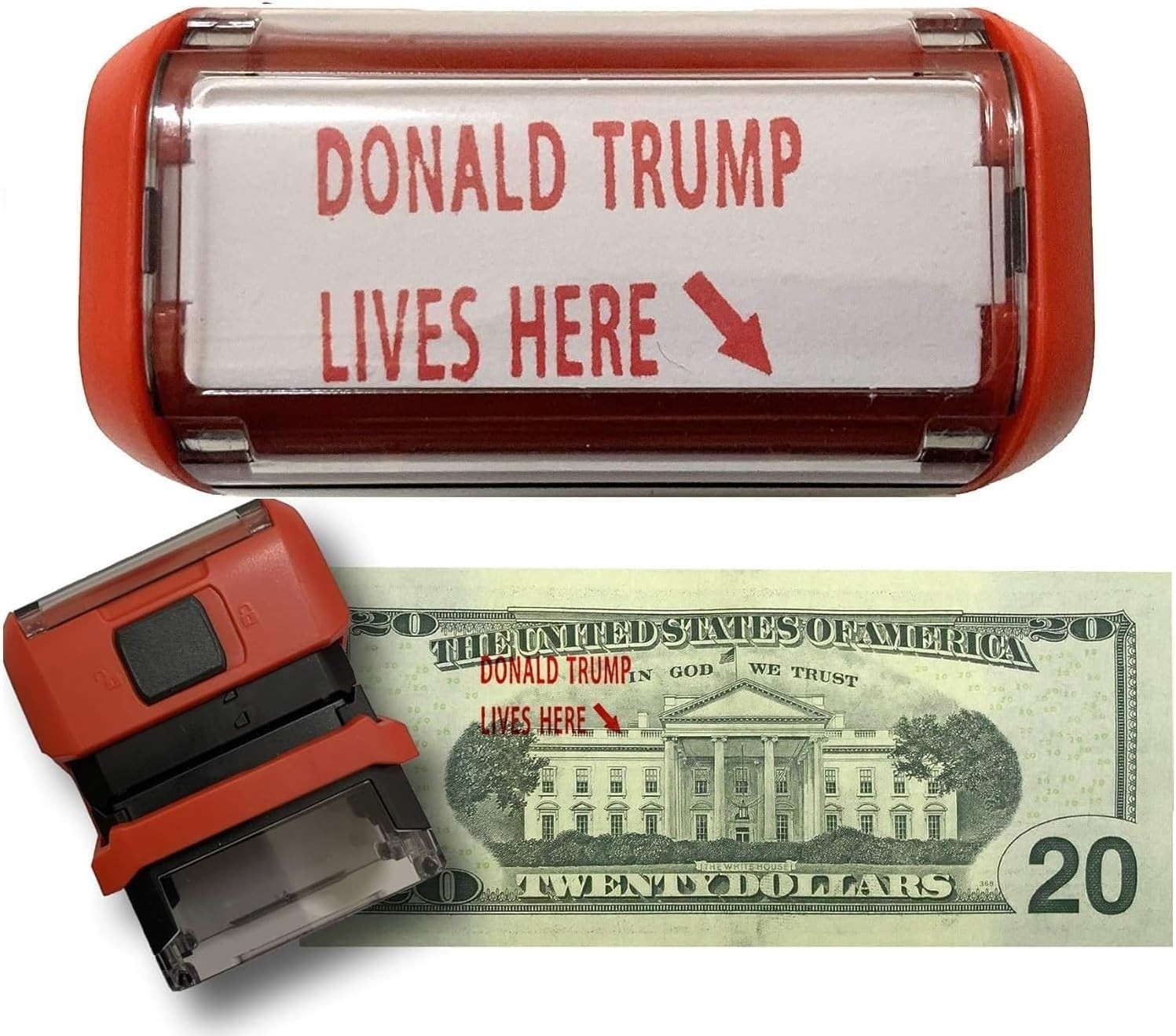 Donald Trump's House Stamp Self Inking Rubber with Red Ink and Arrow
