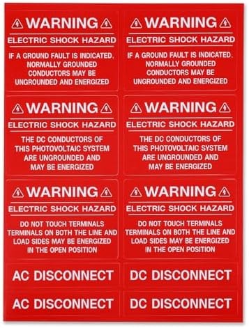 Solar PV System Labels Set