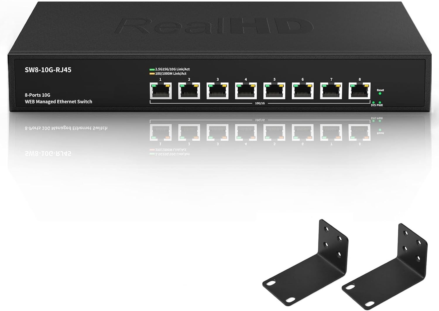 8 Port 10Gb RJ45 Web Managed Ethernet Network Switch w/8x10 Gigabit Base-T Port