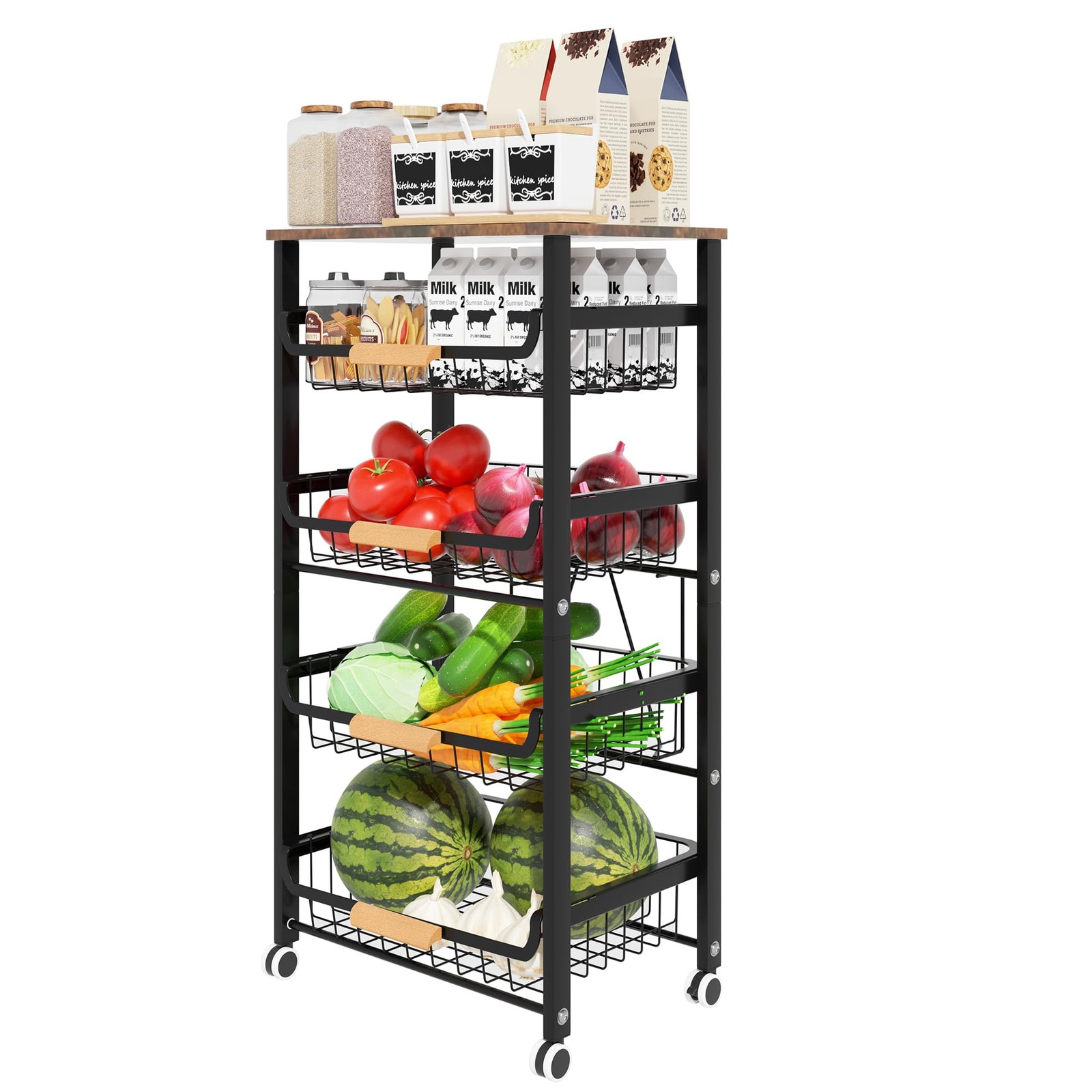 Fruit Vegetable Basket for Kitchen,5 Tier Pantry Organizers and Storage,Snack...