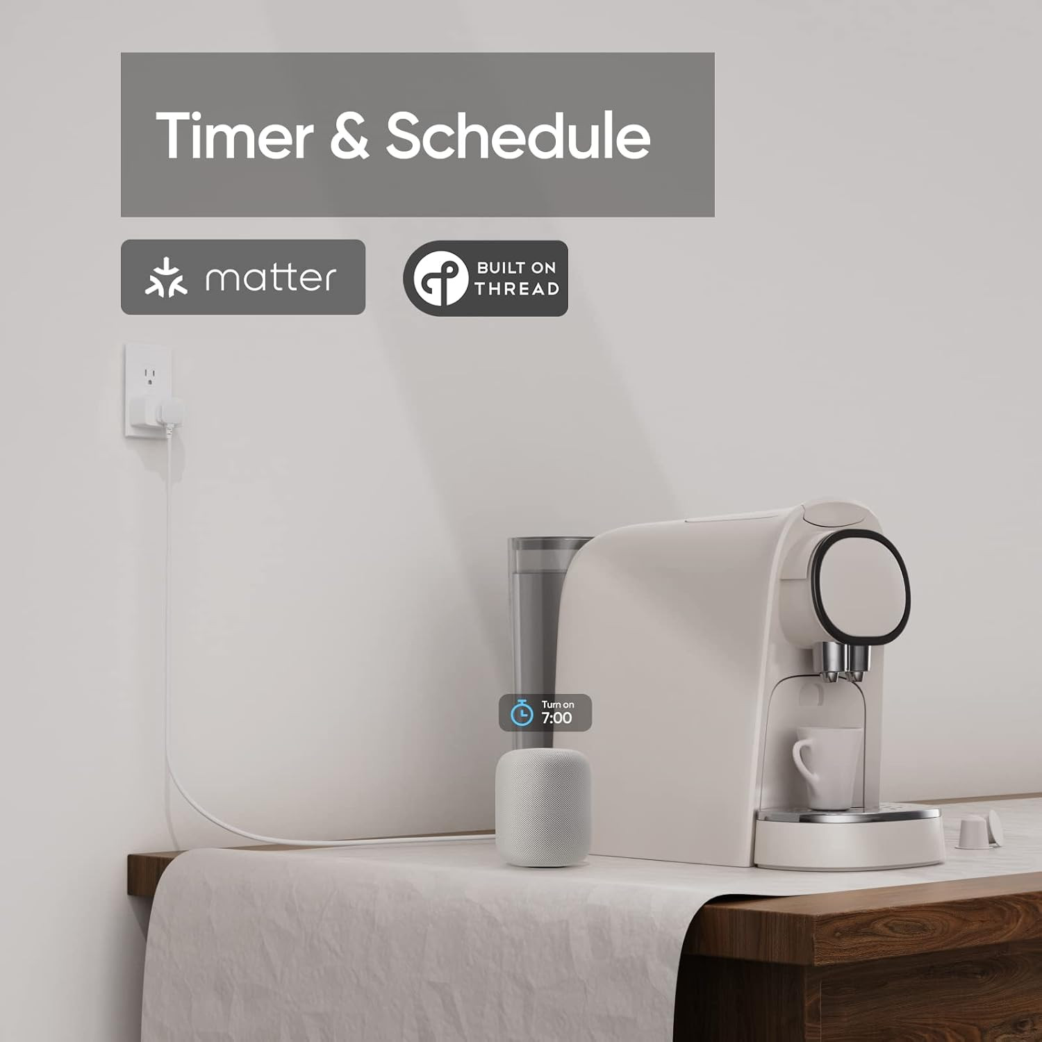 Onvis Matter Over Thread Smart Plug, Smart Mini Outlet, Works with Apple Home, A