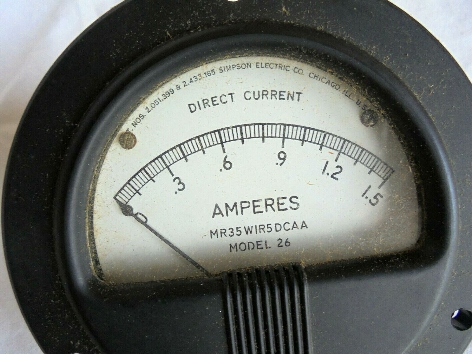 Vintage Simpson Meter / Dial Amperes ~ U.S. Navy? Model 26