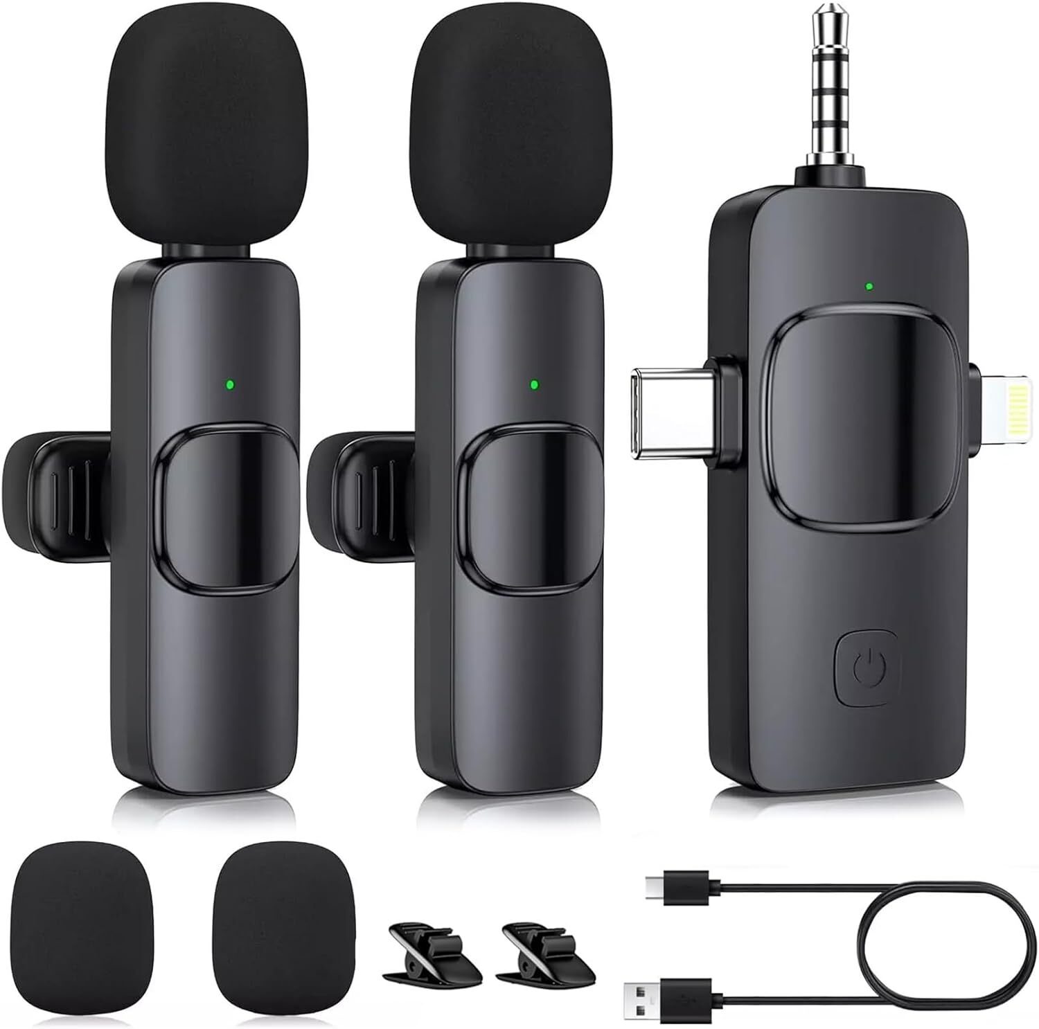 3 in 1 Wireless Microphone for iPhone, Camera, iPhone Mic, USB-C Microphone, Wir