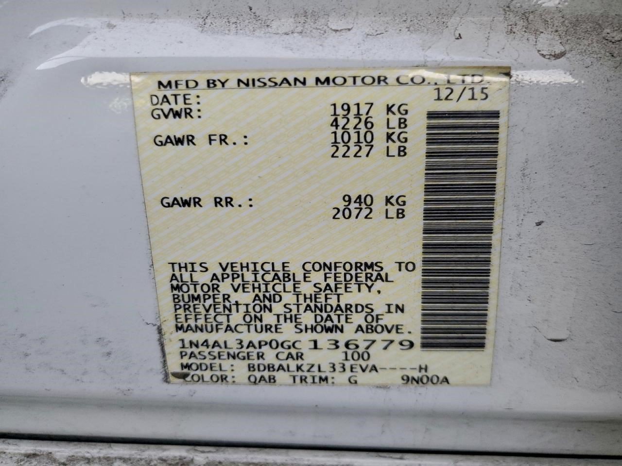 ALTIMA 2016 Transmission Shift OEM