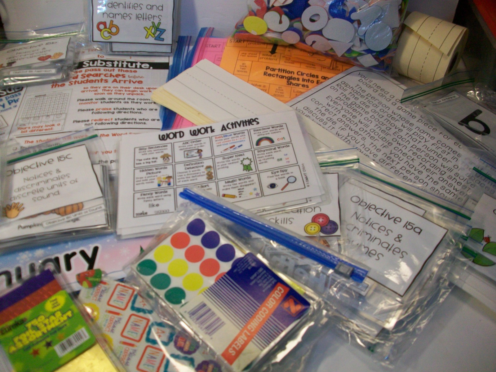 K-2 Teaching Supplies LOT  Grab Bag Classroom Items foam letters, stickers +