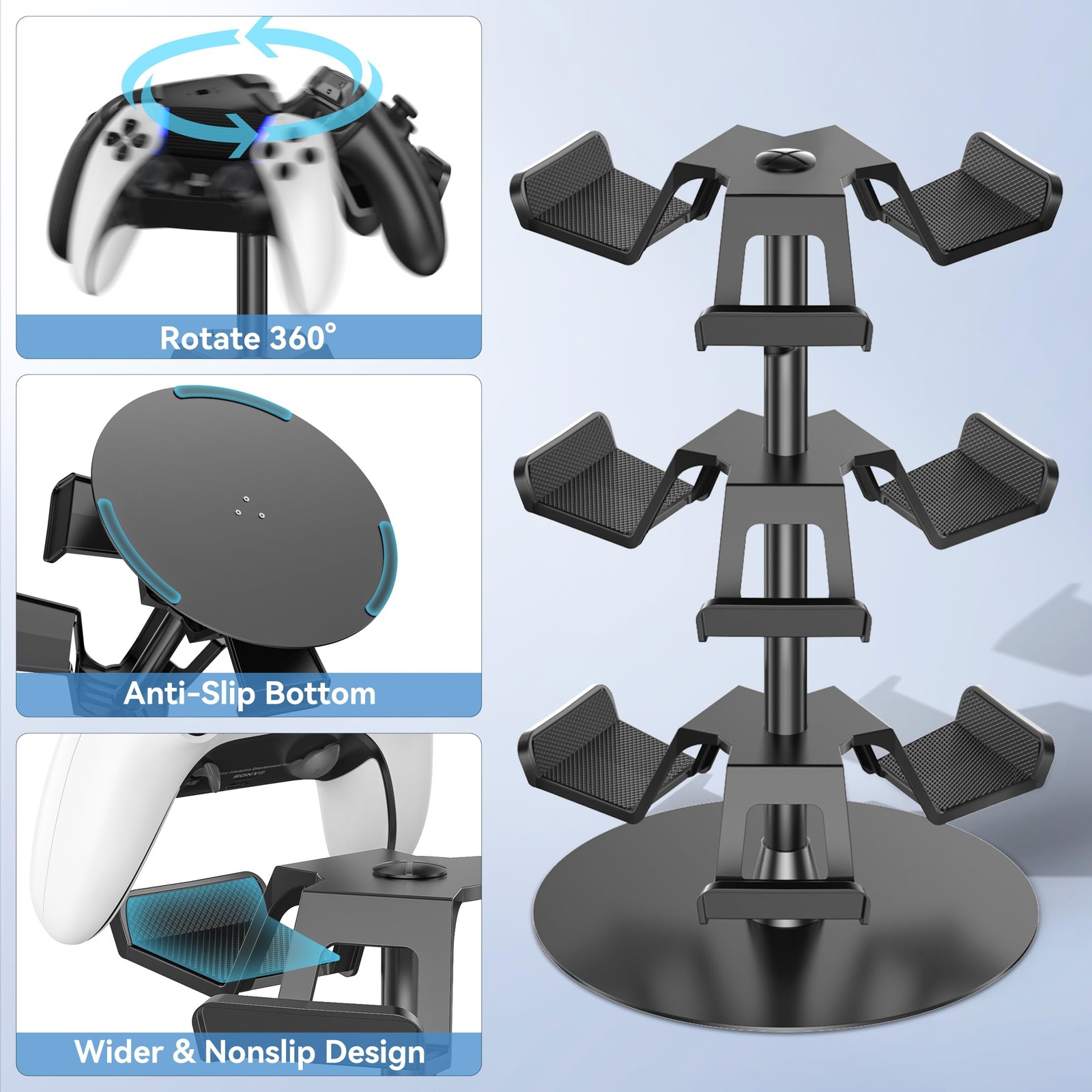 Kosker Headset Stand 3 Tiers for Desk, Rotatable Gaming Controller Stand for ...