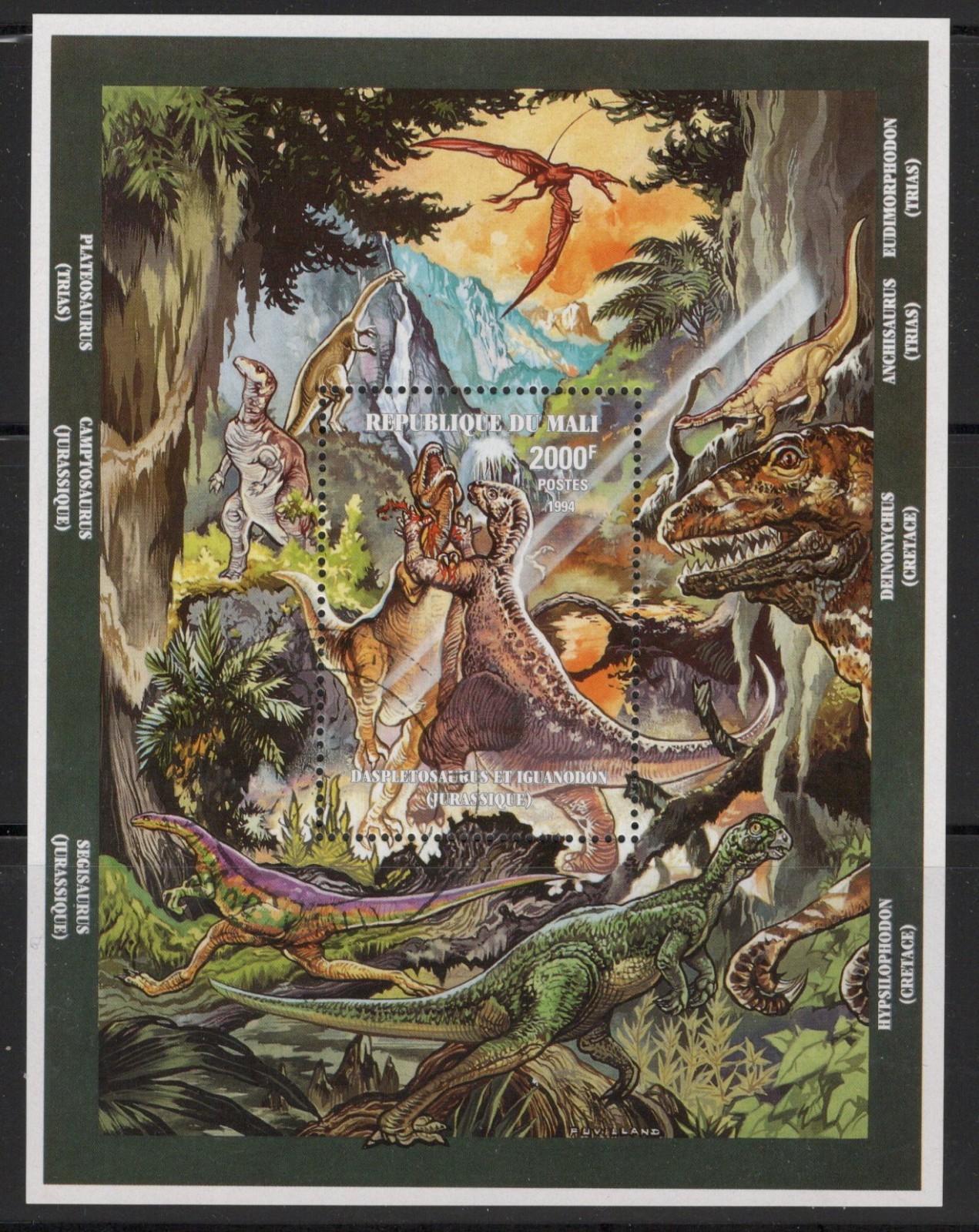 Lot#  753   Les Dinosaures  République De Mali   Souvenir Shett