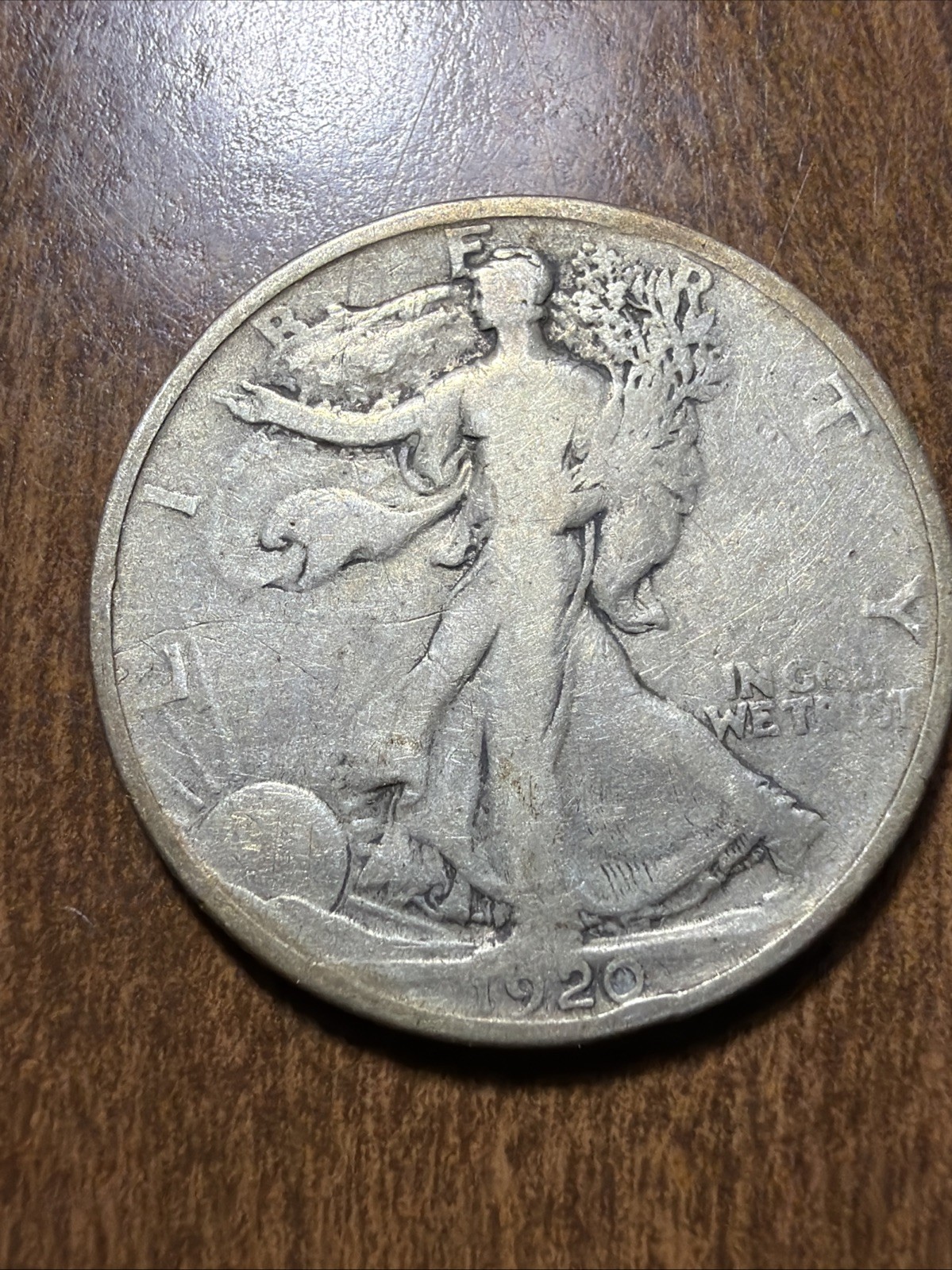 1920 Walking Liberty Half Dollar 50c Silver Actual Coin Fine For Collection