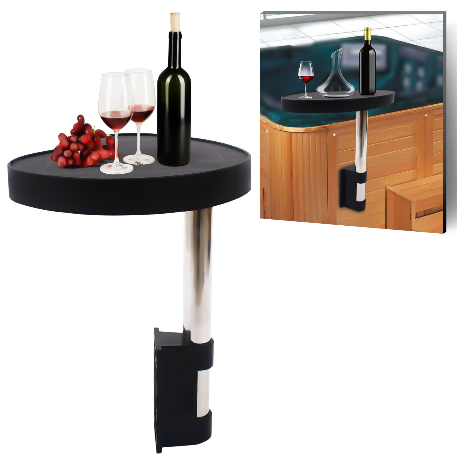 Side Table Tray Hot Tub Table Tray 360° Rotation Design Spa Tray Cup Holder