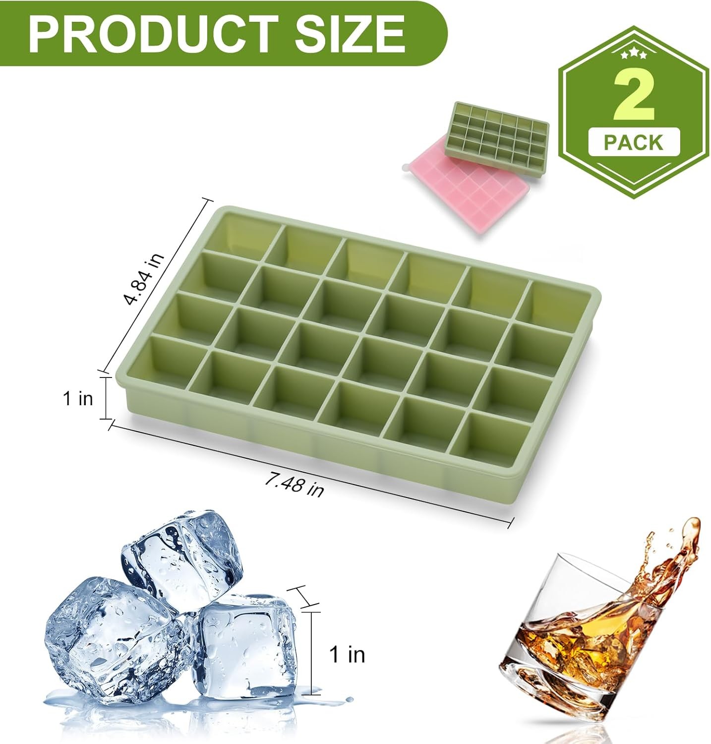 Silicone Ice Cube Tray, Easy Release Flexible Ice Cube Tray with Removable Lid,