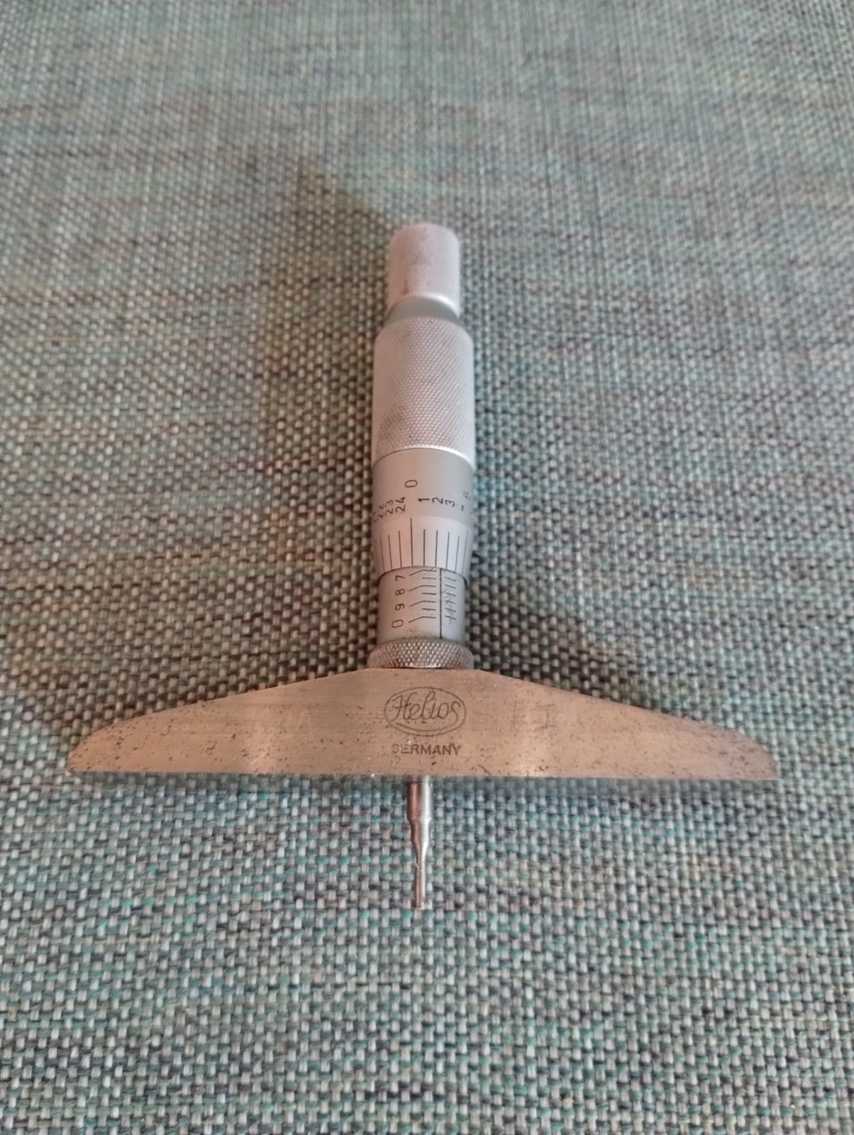 Vintage Helios Germany 0-1" Precision Depth Micrometer Machinist Tool