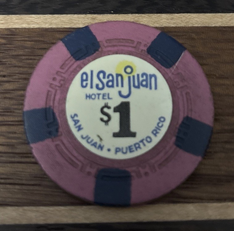 El San Juan Hotel Puerto Rico Casino $1 Casino Poker Chip-slightly Warped