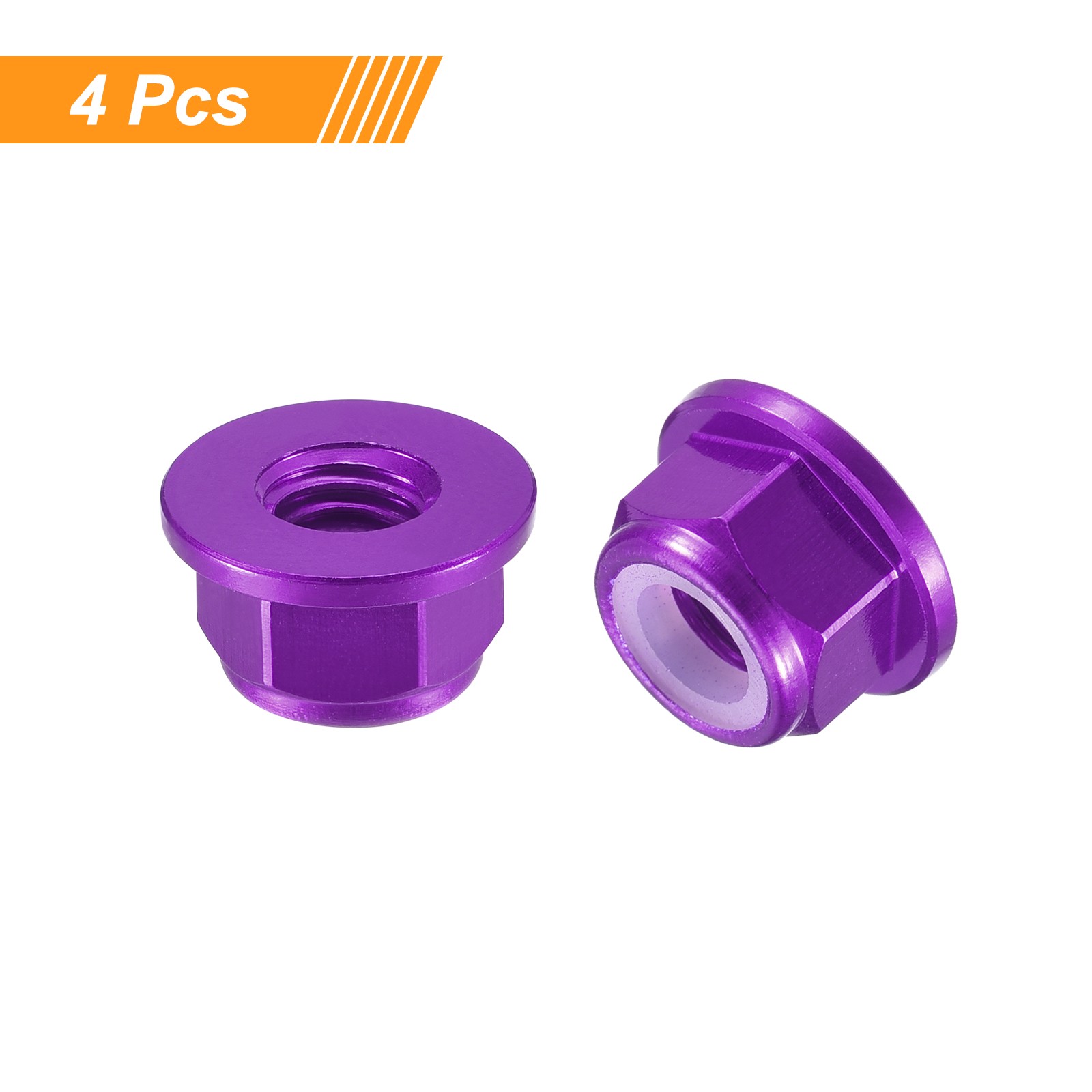 Nylon Insert Hex Lock Nuts, 4pcs - M4x0.7mm Self-Locking Nut(Purple)