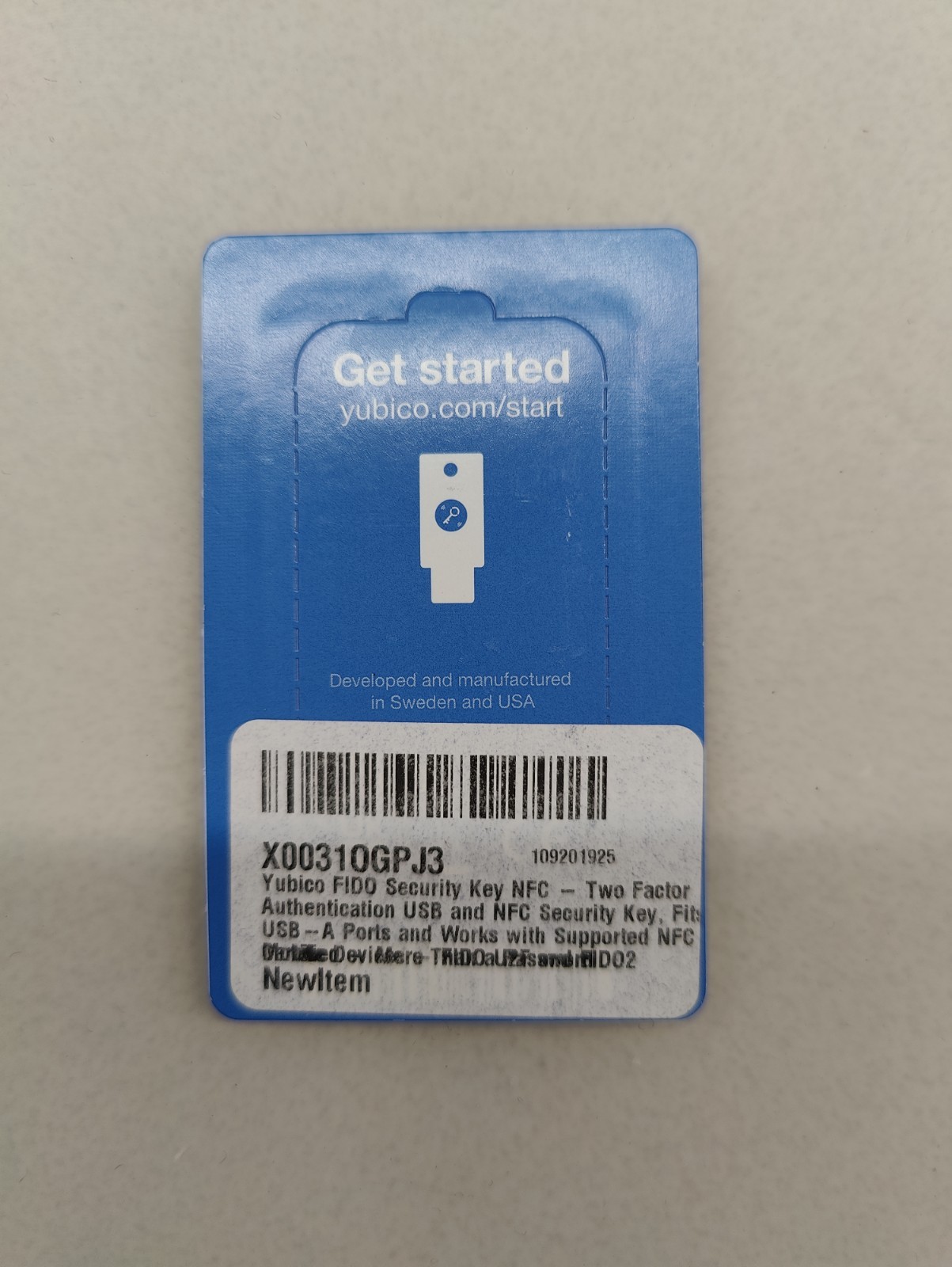 Yubico FIDO Security Key NFC and USB - Two Factor Authentication, Fits USB-A