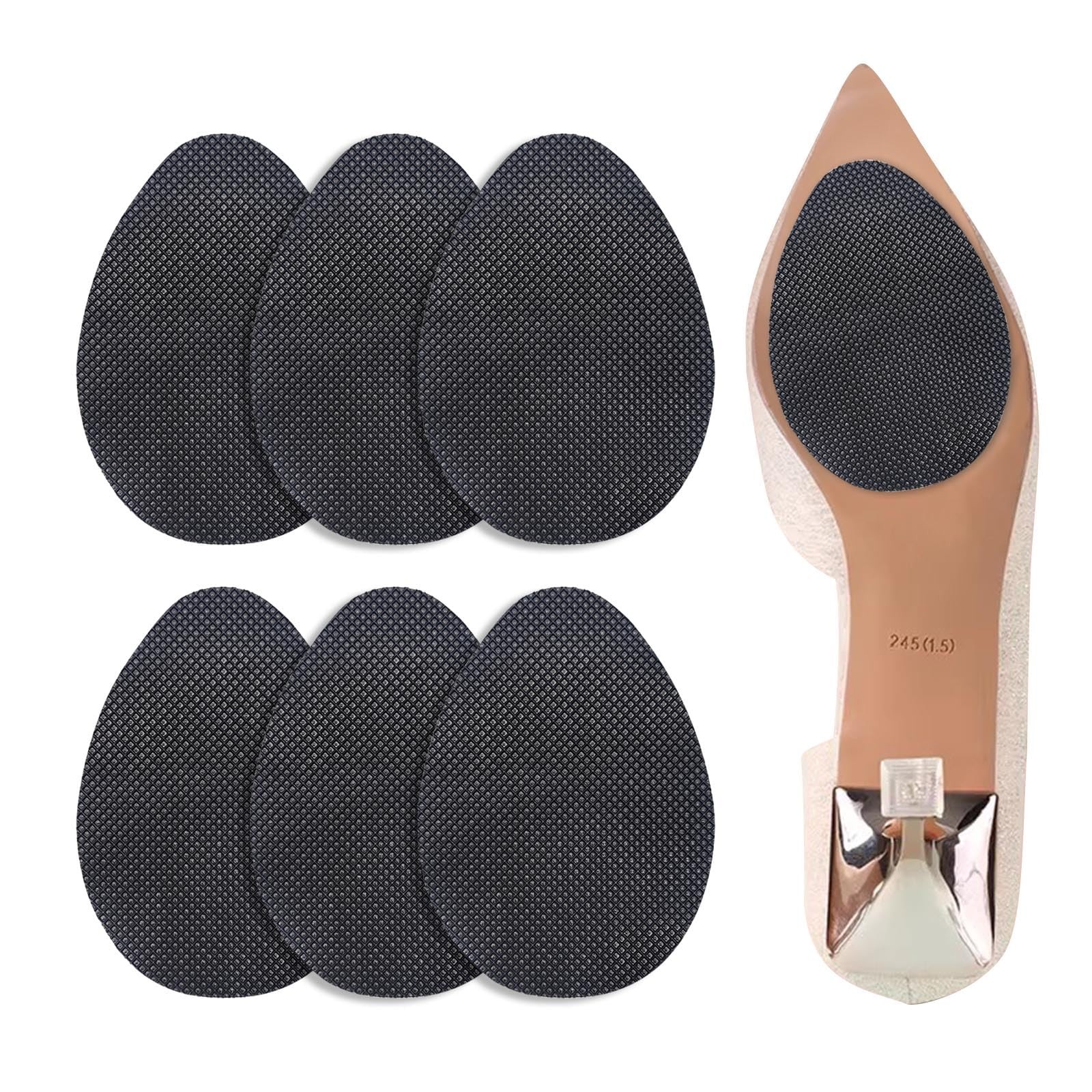 Quacc 6 Pairs Non Slip Shoes Pads Self-Adhesive Anti one size, Black