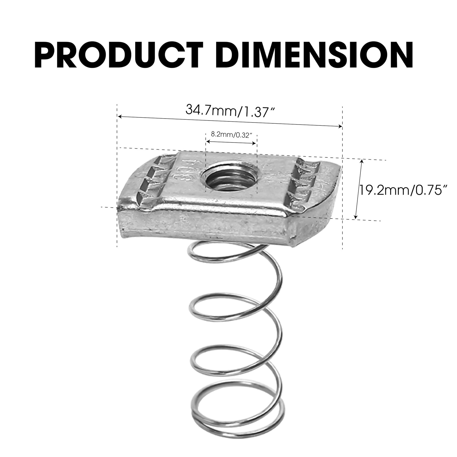 3/8-16 Strut Channel Nuts 10 PCS Thickened Stainless Steel Spring Hardware