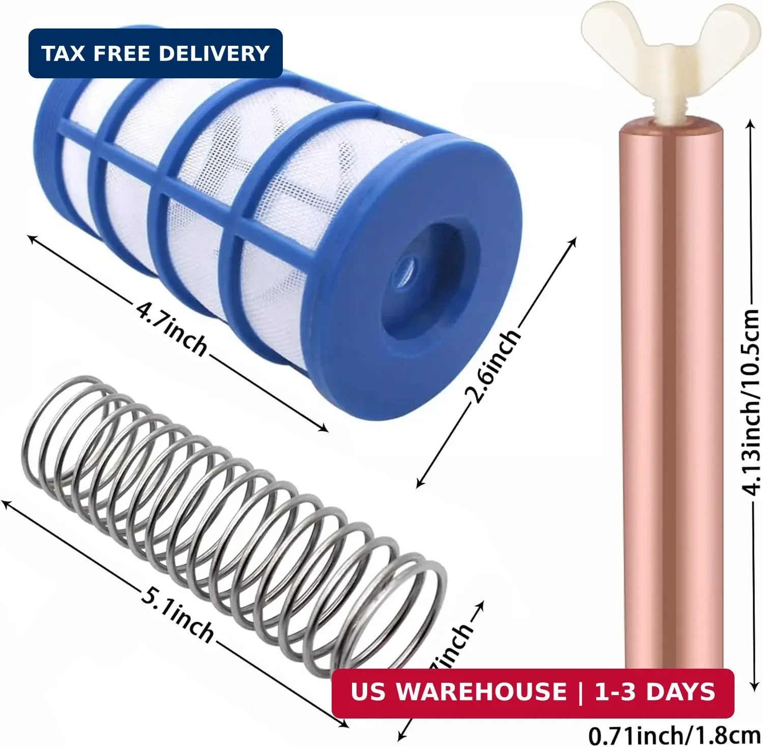 6 Pcs Copper Anode Replacement Kit Solar Pool Replacement Copper Anode,4.13 x 0.