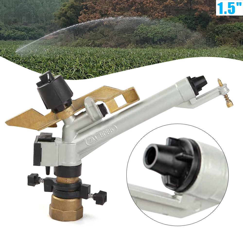 Rain Spray Gun Large Area Water Irrigation Impact Sprinkler 360° Adjustable 1.5"