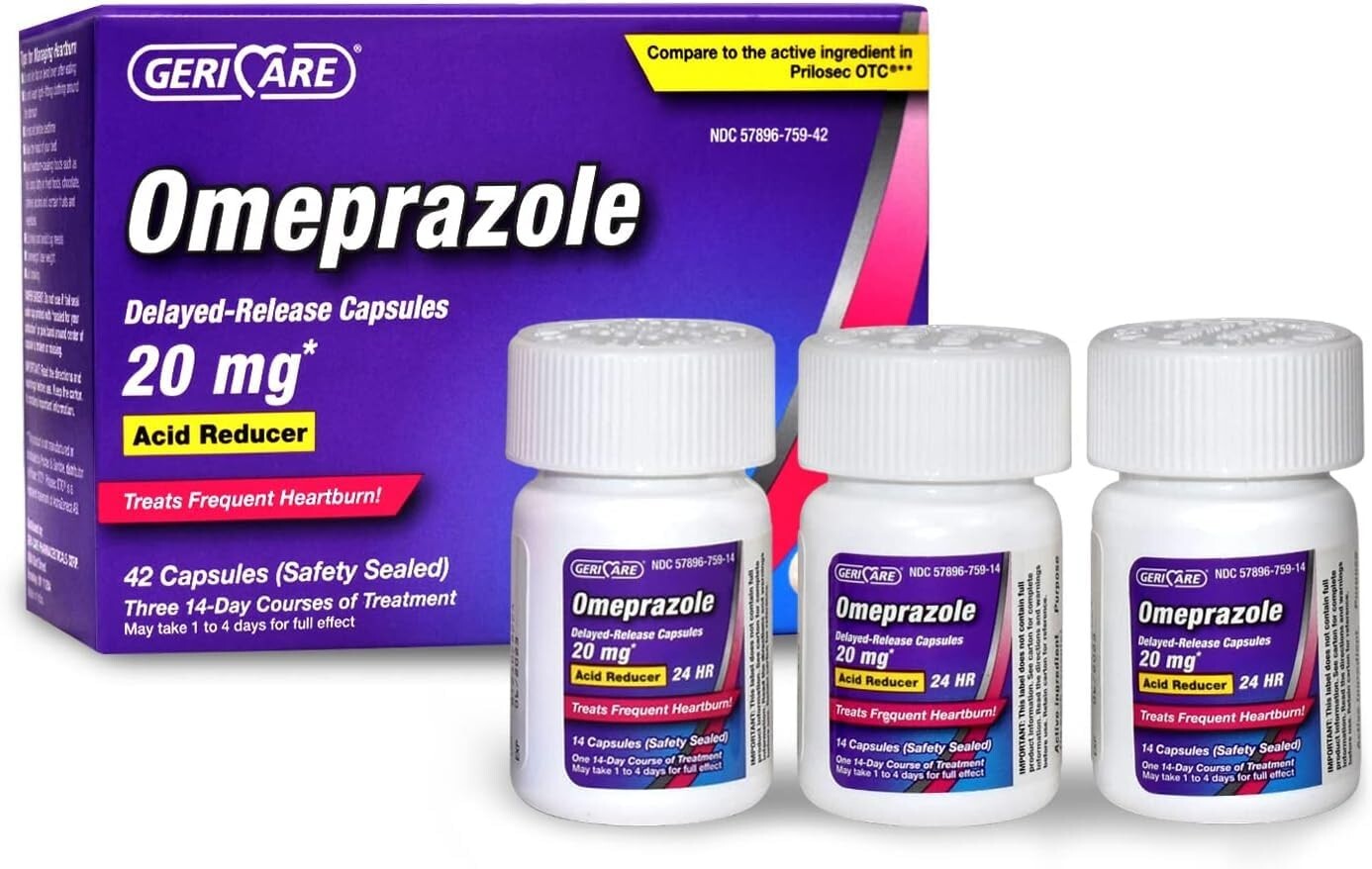 Geri-Care Omeprazole Delayed Release Capsules 20 mg, Acid Reducer (42 CAPSULES)