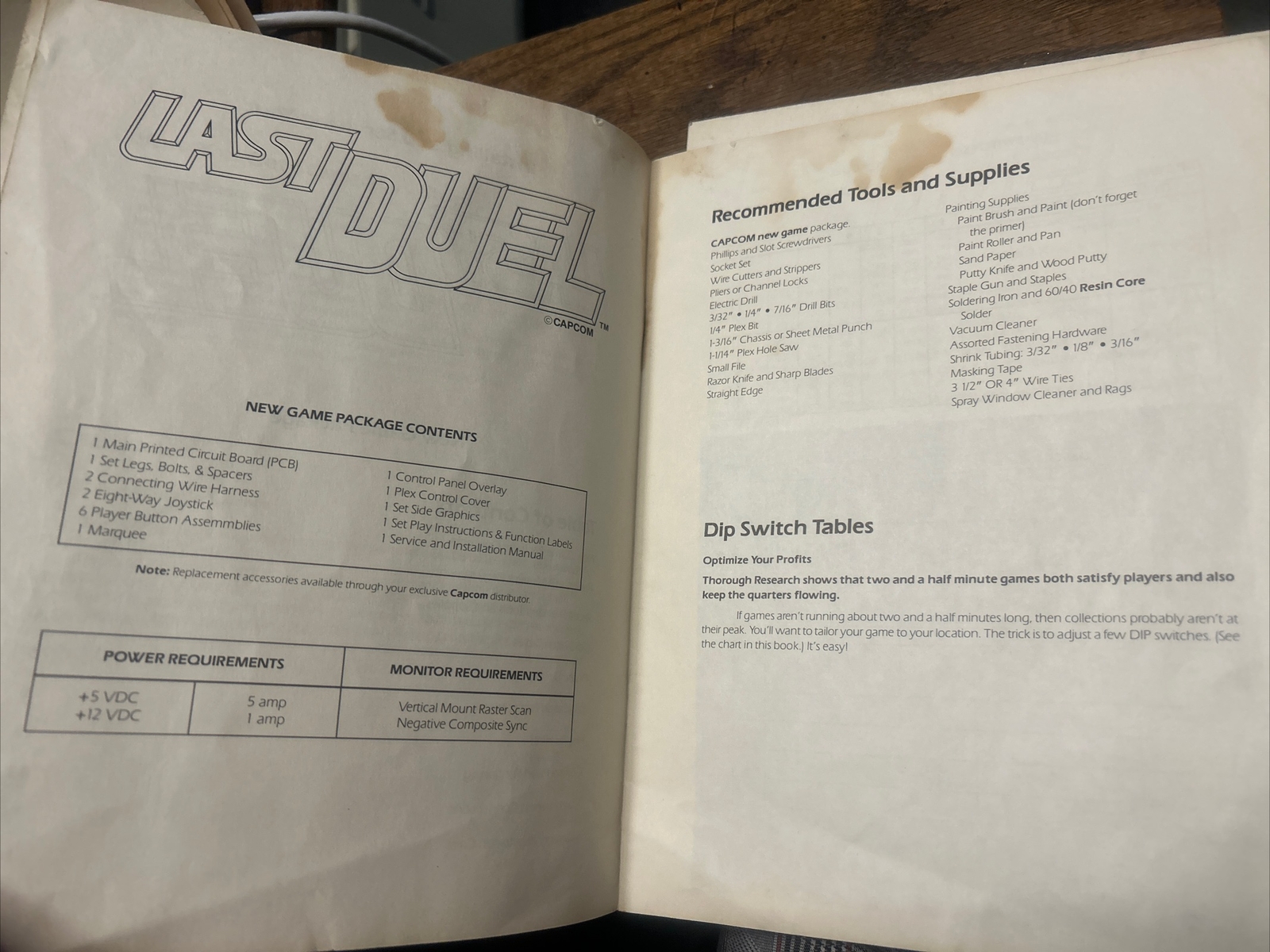 Capcom LAST DUEL Arcade Video Game Manual - good used original