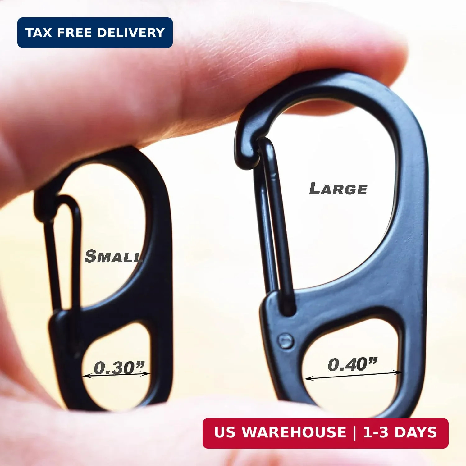 Small Carabiner Clips 1.25 inch/1.85 inch Snap Hooks with Fixed Eye Spring Gate
