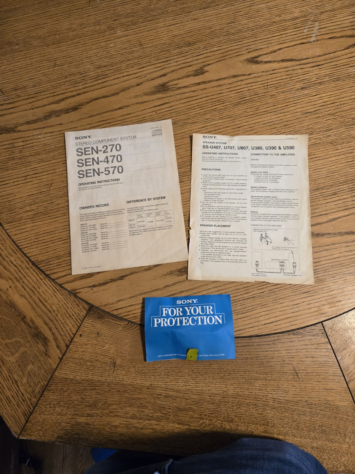 Vintage Sony Sen-570 Instruction Manual
