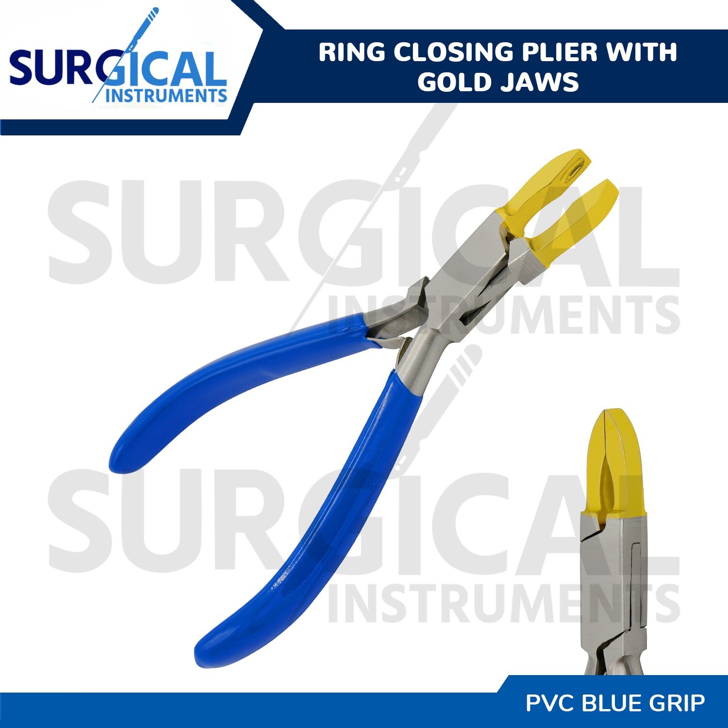 Ring Closing Plier (Blue) With Gold Jaws Body Piercing Jewelry Tool German Grade