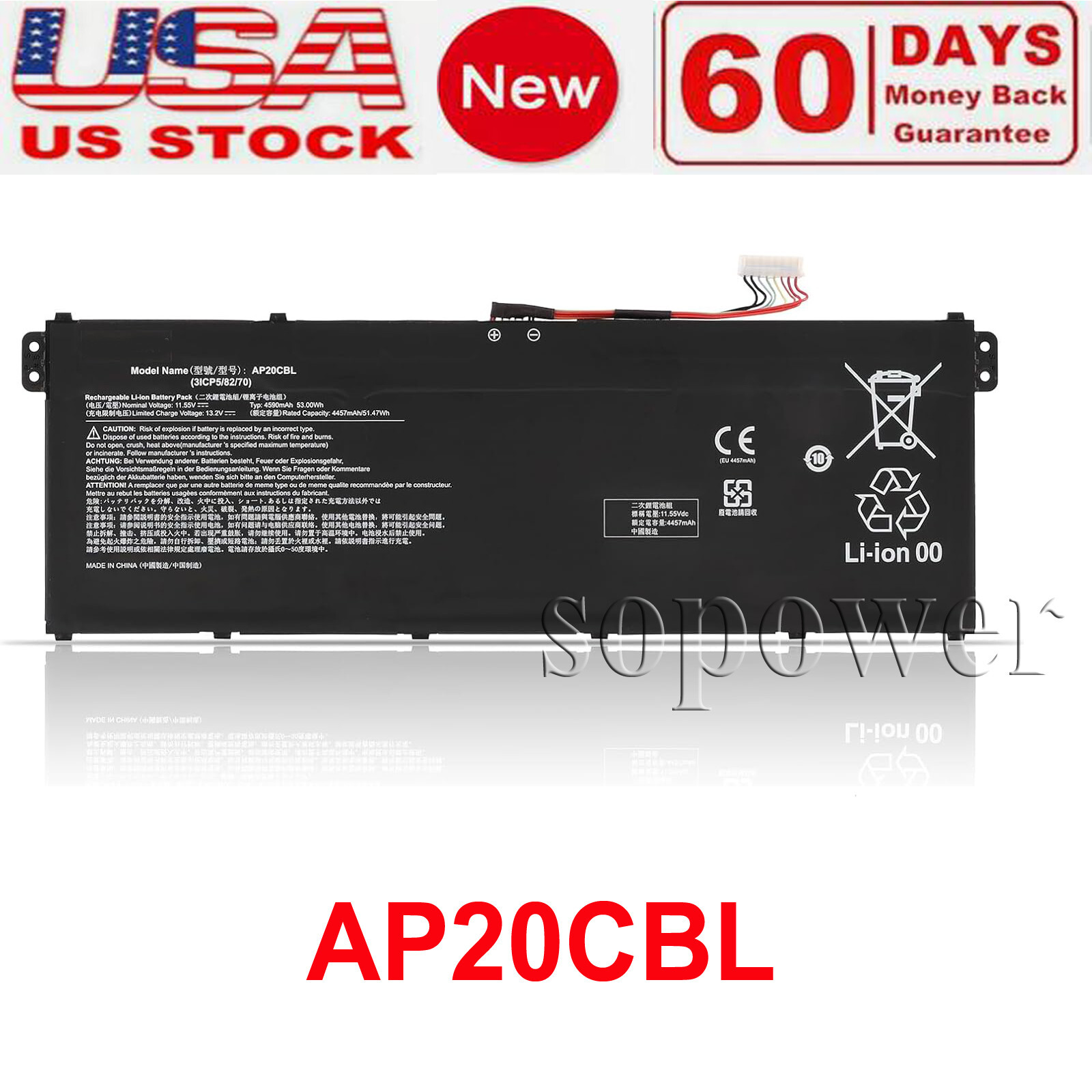 AP20CBL Battery for Acer Aspire 5 A515-56T A515-56G Swift 3 SF314-43 SF314-511