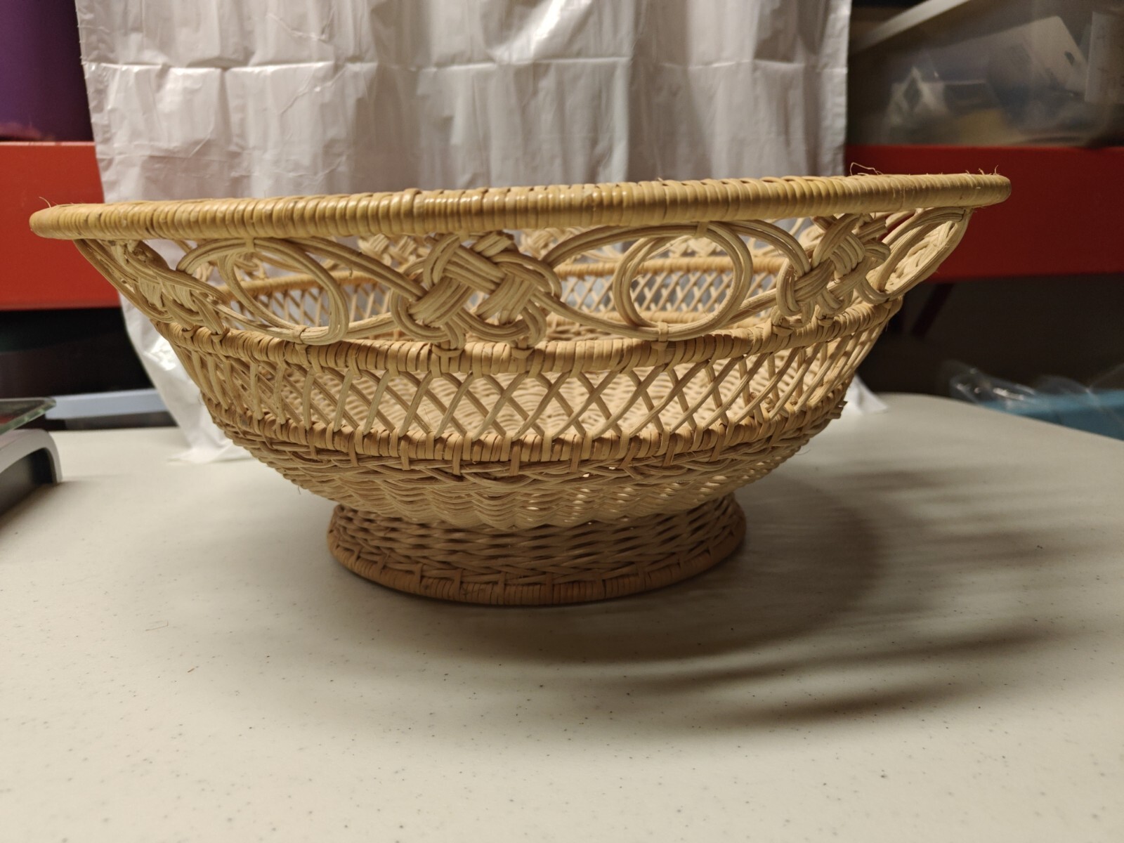 Hand Woven Fancy Design Basket Elevated Large