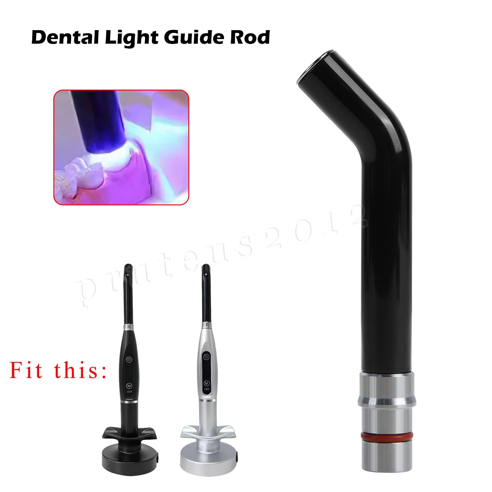 Dental Curing Light Tip 12mm Fit YB Cure Lamp Black Silver