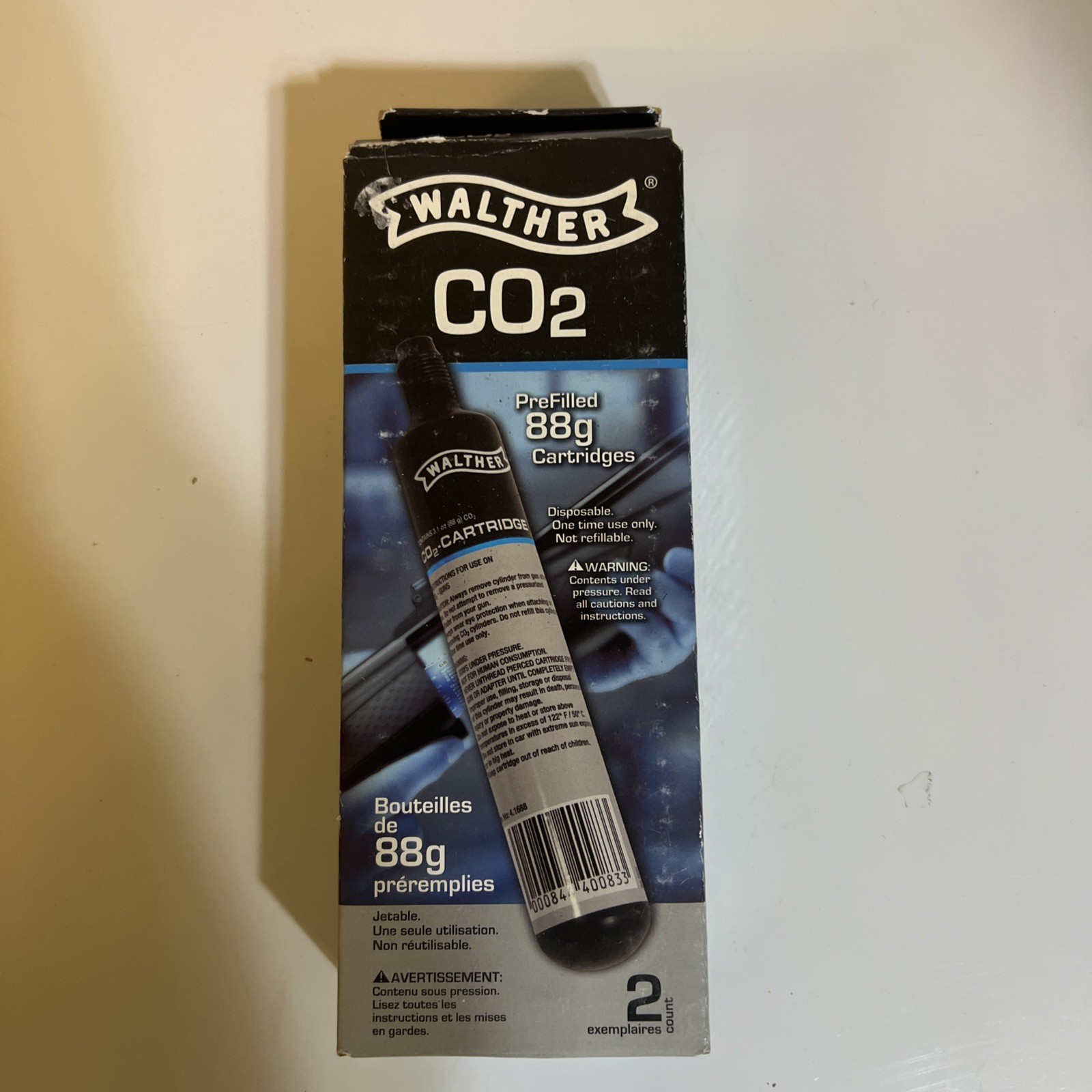 Walther Pre-filled Disposable 88-Gram CO2 Cartridges 2pk 2252534 FAST FREE SHIP