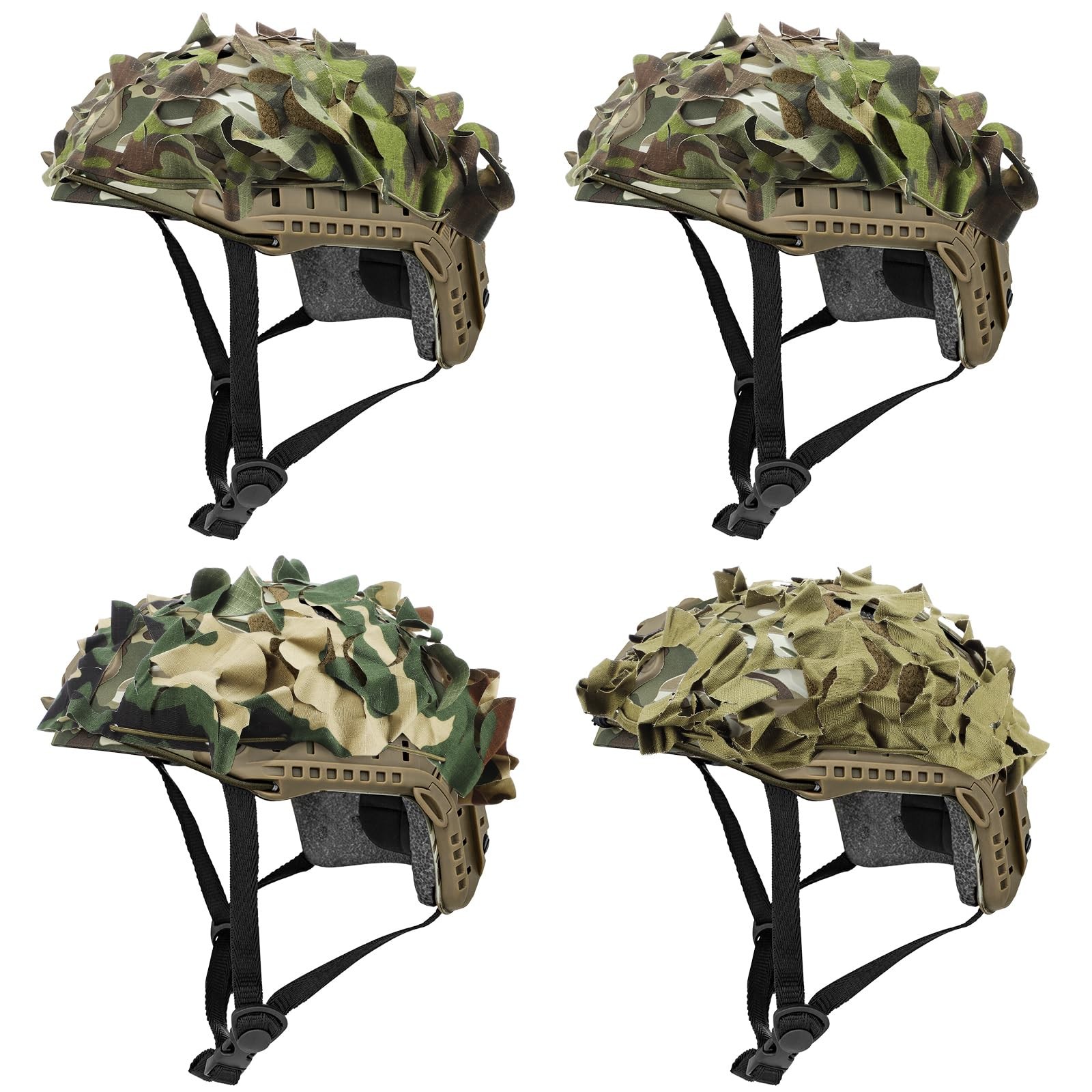 Motionchic 4 Pcs Helmet Cover Tactical Scrim Airsoft Leaf Medium, camo