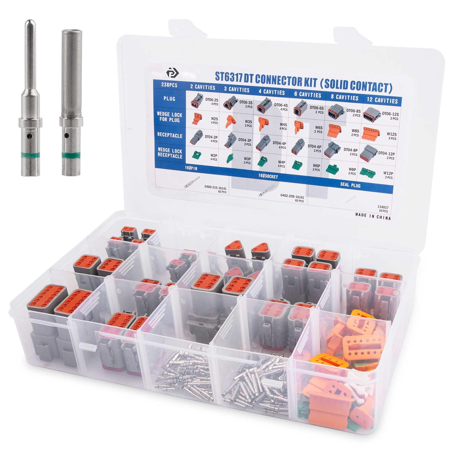 238PCS DT Connector Waterproofing Kit, 2-12 DT- 2~12Pin 238PCS, Grey