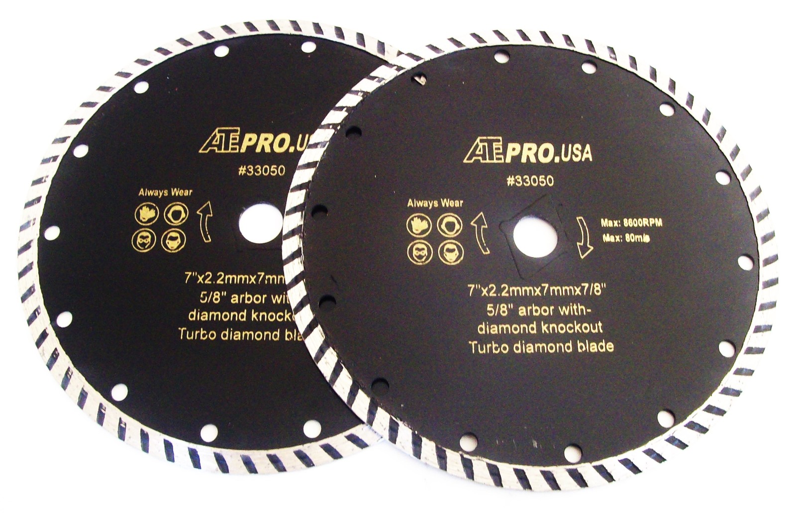 2 ATE PRO TURBO DIAMOND 7" SAW BLADES WHEELS 33050 FITS WET TILE & CIRCULAR SAWS